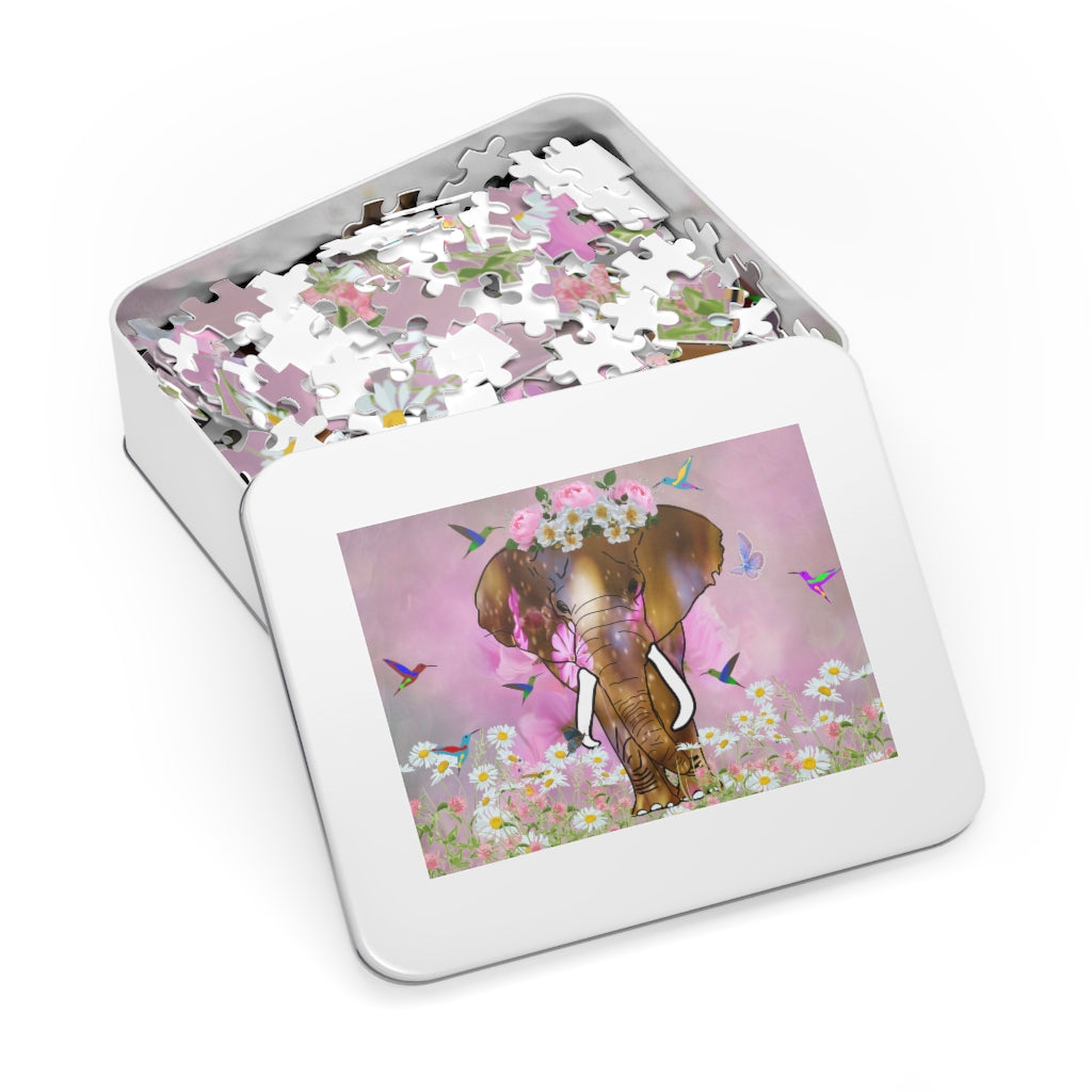 Beautiful Elephant Puzzle | Jumbo Elephant Jigsaw Puzzle 252 Pieces or 500 Pieces | Ethereal Elephant Puzzle | Chipboard Puzzle