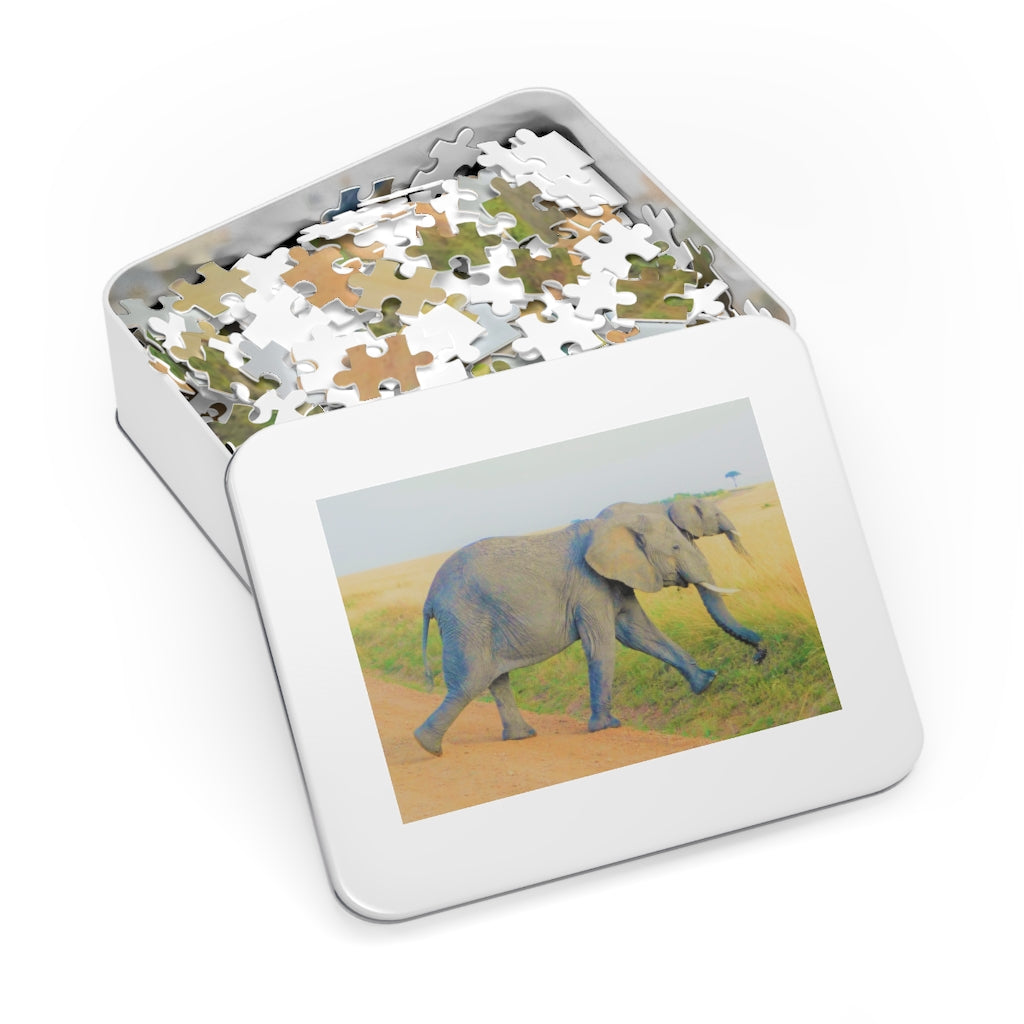 Two African Elephant Friends Puzzle | 500 Piece or 252 Piece Elephant Walk Puzzle | African Elephants Jigsaw Puzzle