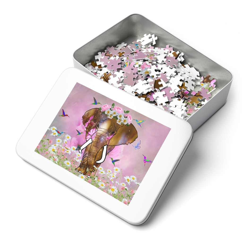Beautiful Elephant Puzzle | Jumbo Elephant Jigsaw Puzzle 252 Pieces or 500 Pieces | Ethereal Elephant Puzzle | Chipboard Puzzle