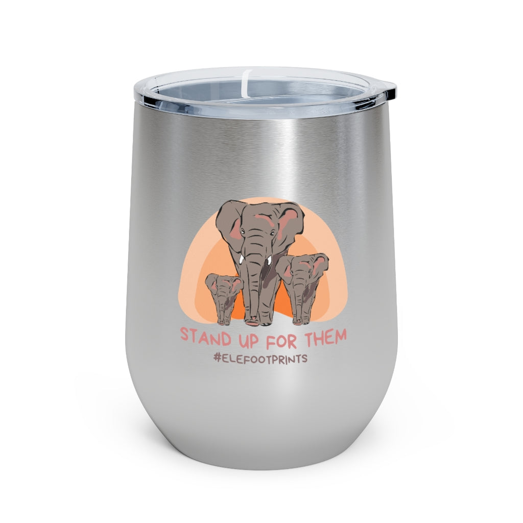 12oz Insulated Wine Tumbler with Elephants - Stand Up for Elephants