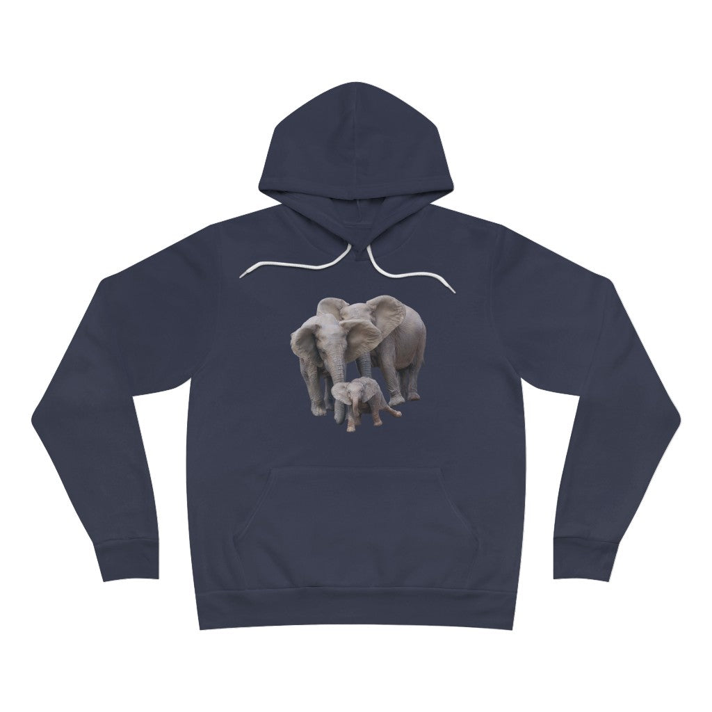 Comfortable Women's Elephant Fleece Hoodie, Men's Fleece Elephant Pullover Hoodie - Unisex Sponge Fleece Pullover Hoodie with Elephants