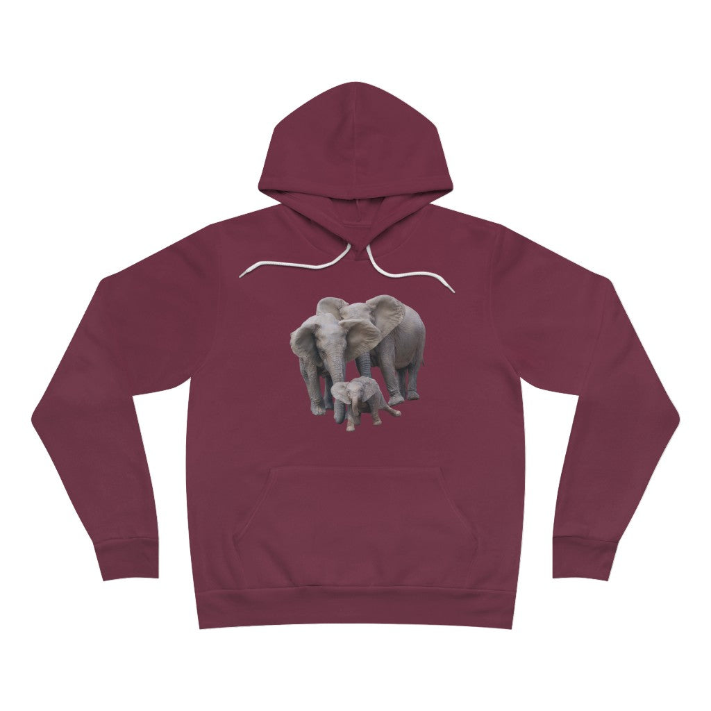 Comfortable Women's Elephant Fleece Hoodie, Men's Fleece Elephant Pullover Hoodie - Unisex Sponge Fleece Pullover Hoodie with Elephants