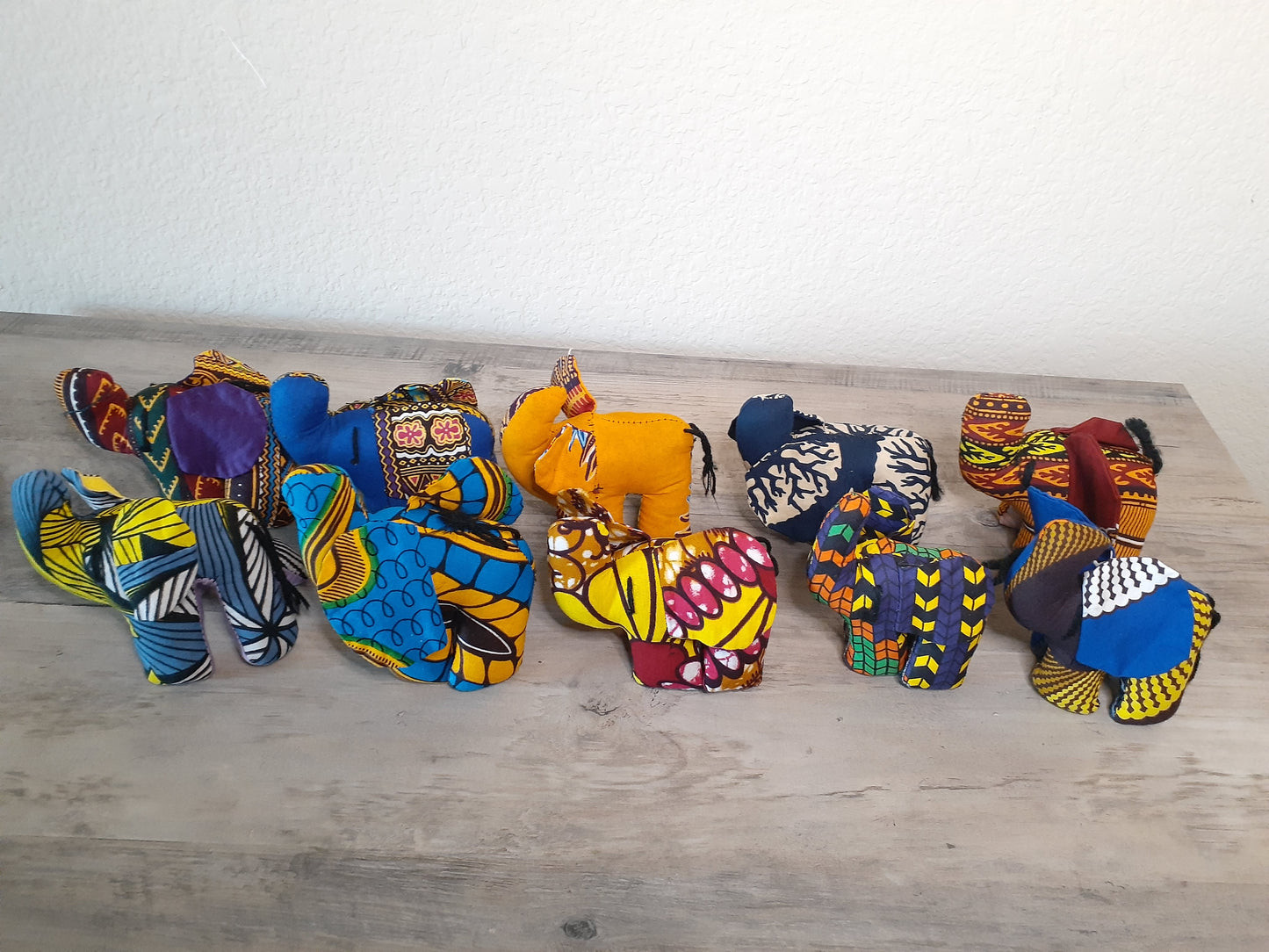 Small Stuffed Elephant Toy made from African Fabric