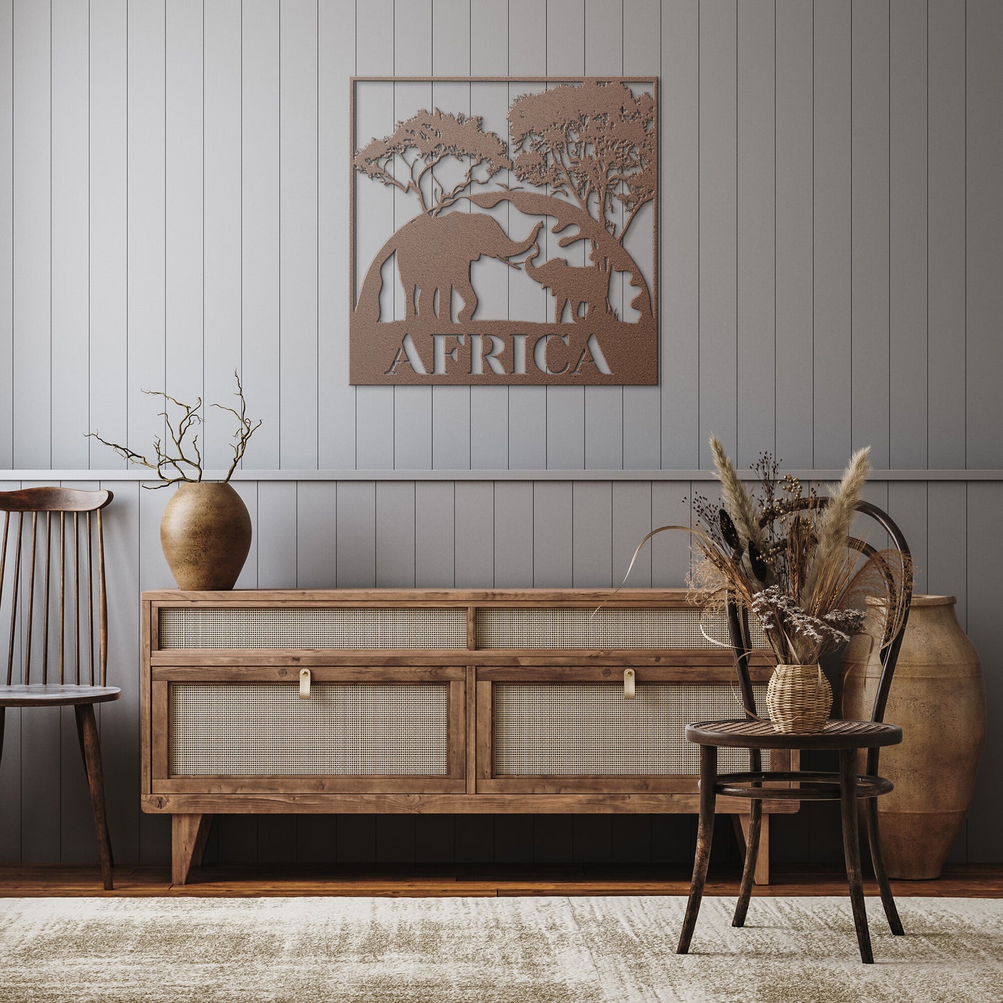 African Elephants and Sunset Metal Signs | Metal Wall Decor | Metal Wall Art | Africa Metal Art| Family Elephant Sign | Wedding Gift | Safari Metal Art | Housewarming Gift