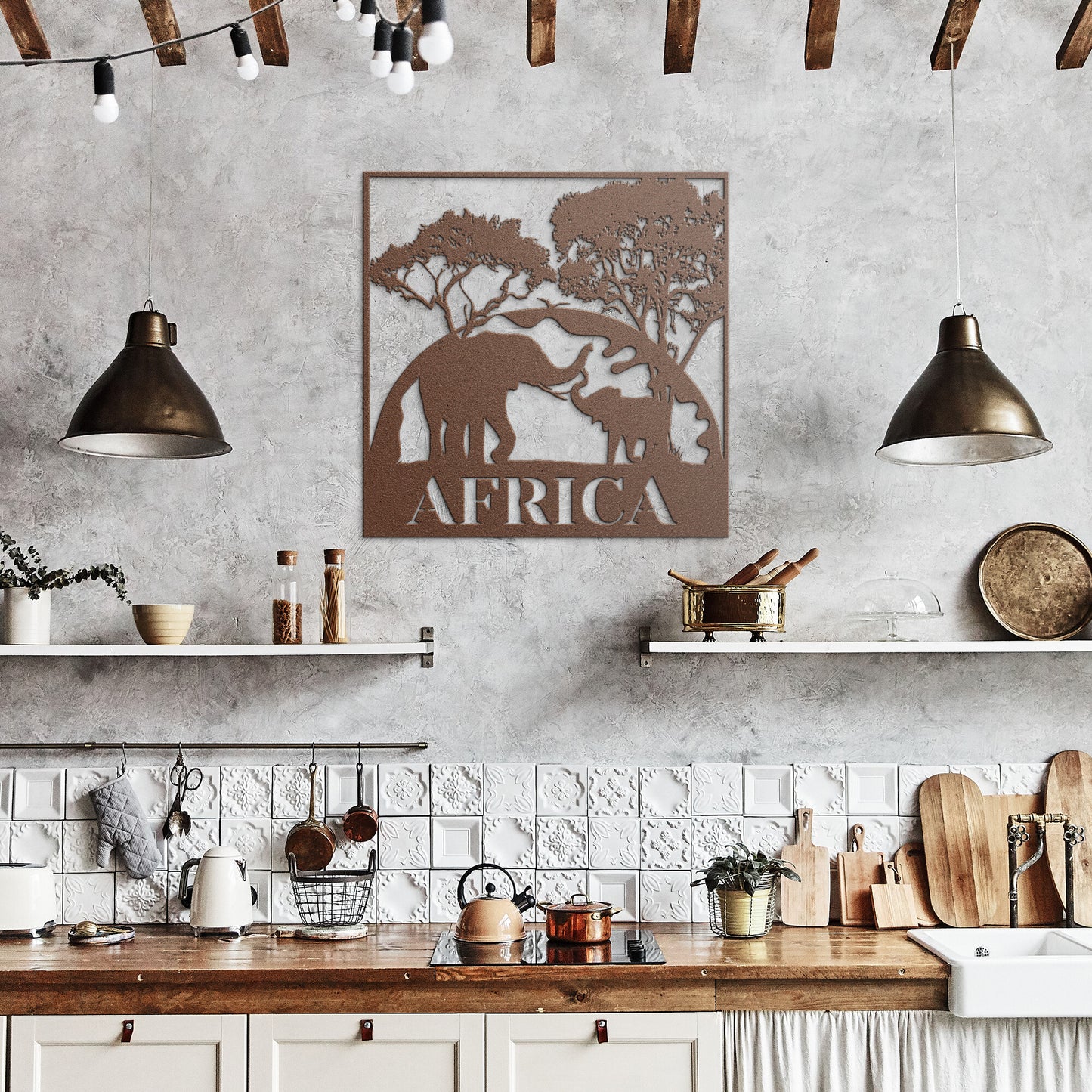 African Elephants and Sunset Metal Signs | Metal Wall Decor | Metal Wall Art | Africa Metal Art| Family Elephant Sign | Wedding Gift | Safari Metal Art | Housewarming Gift