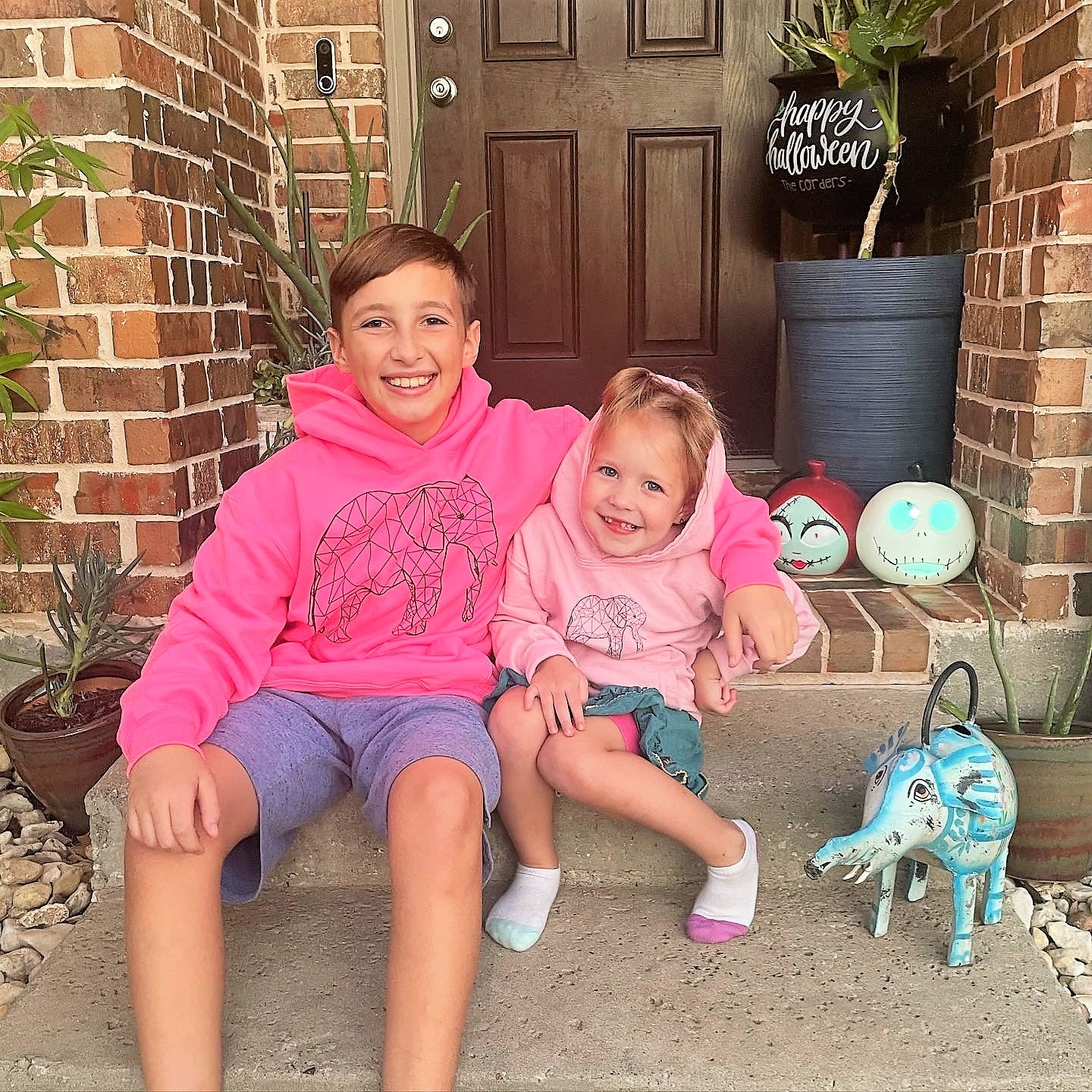 Youth Geometric Elephant Hoodie - Neon Boy Hoodie, Neon Girl Hoodie