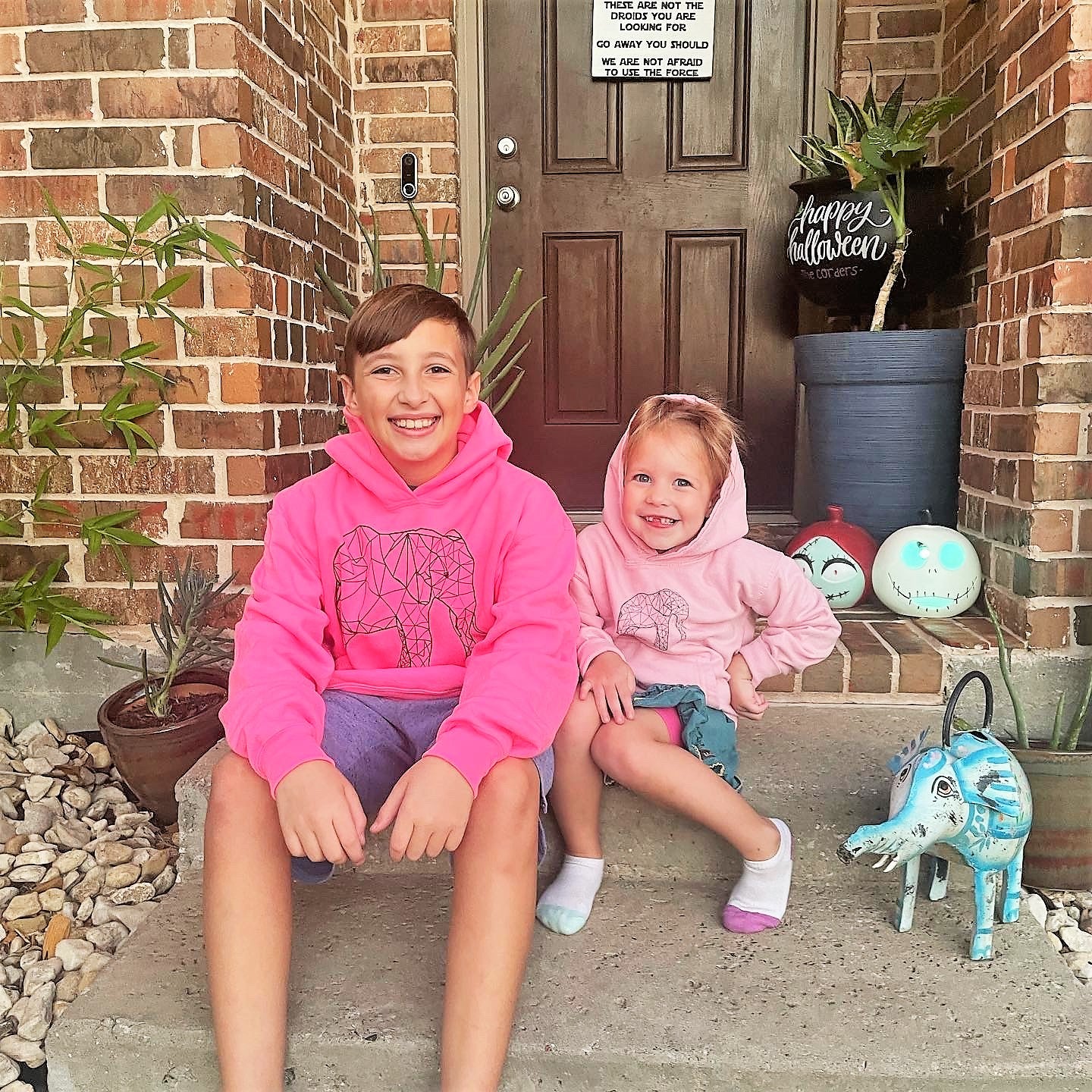Youth Geometric Elephant Hoodie - Neon Boy Hoodie, Neon Girl Hoodie