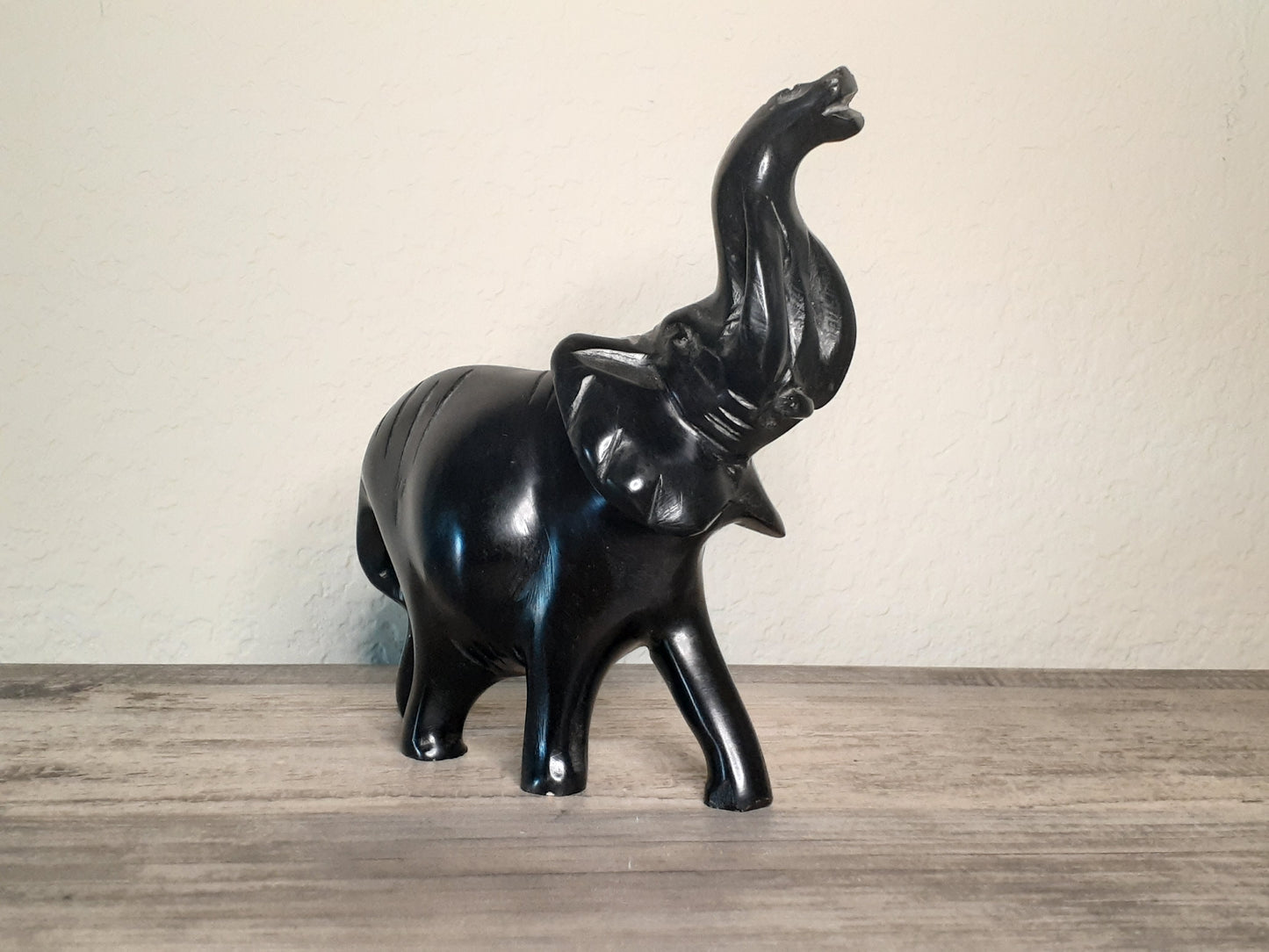 Beautiful Elephant Soapstone Sculptures - White and Black Elephants