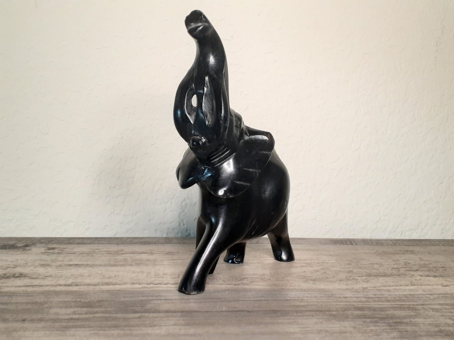 Beautiful Elephant Soapstone Sculptures - White and Black Elephants