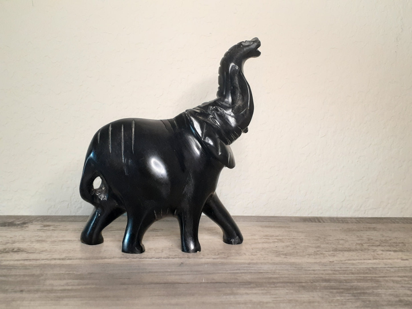 Beautiful Elephant Soapstone Sculptures - White and Black Elephants