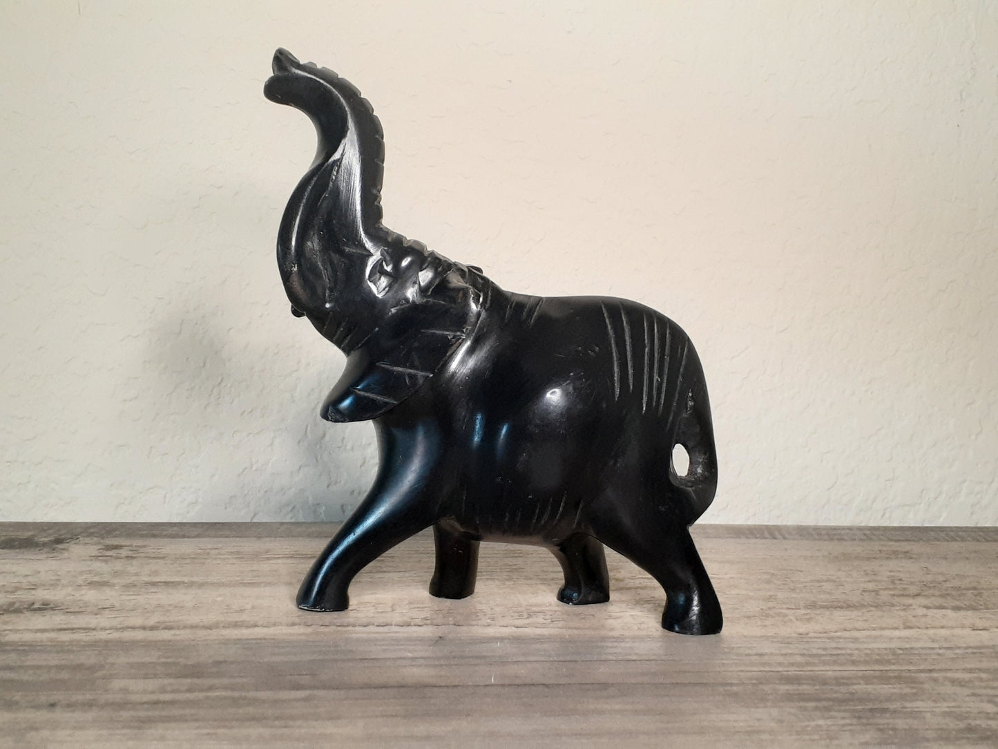 Beautiful Elephant Soapstone Sculptures - White and Black Elephants