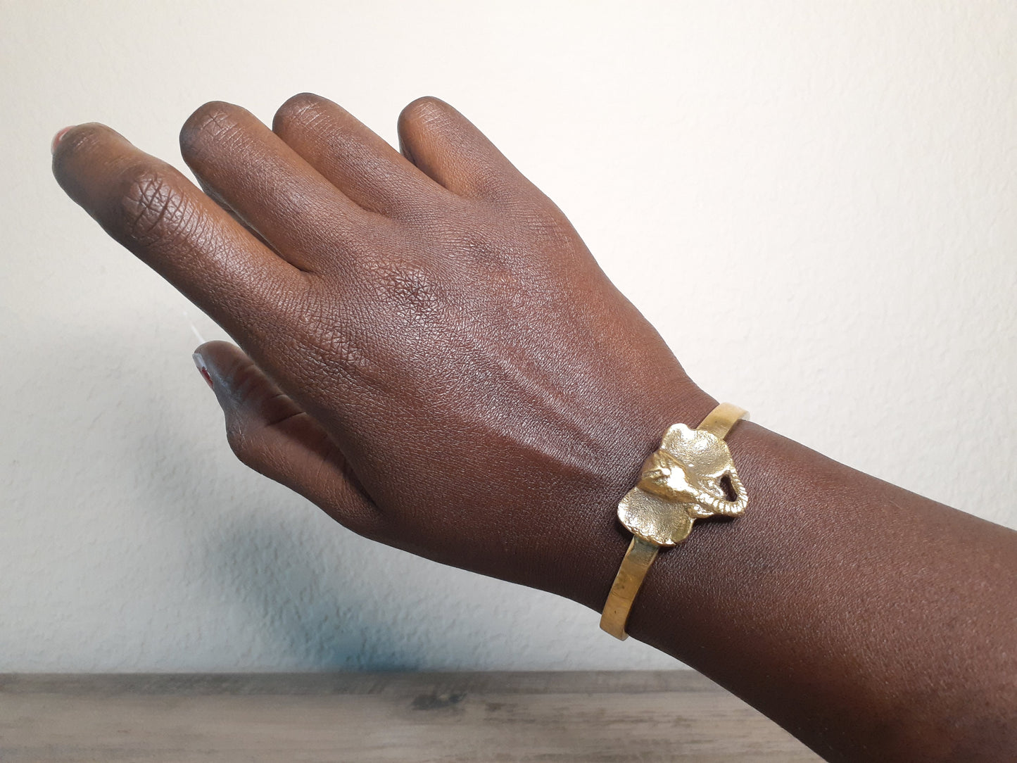 Handmade African Elephant Brass Bracelet - Elephant Head