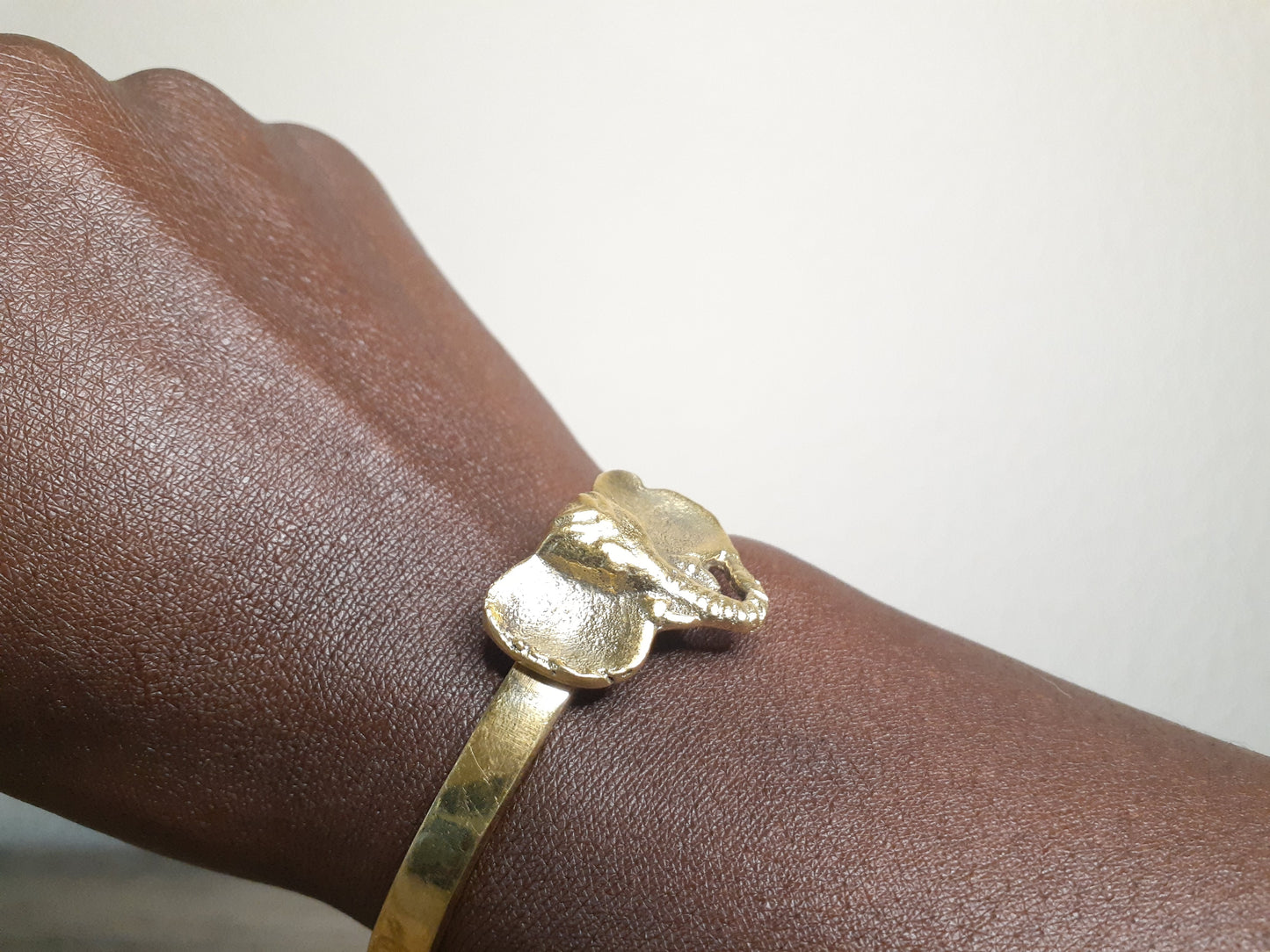 Handmade African Elephant Brass Bracelet - Elephant Head
