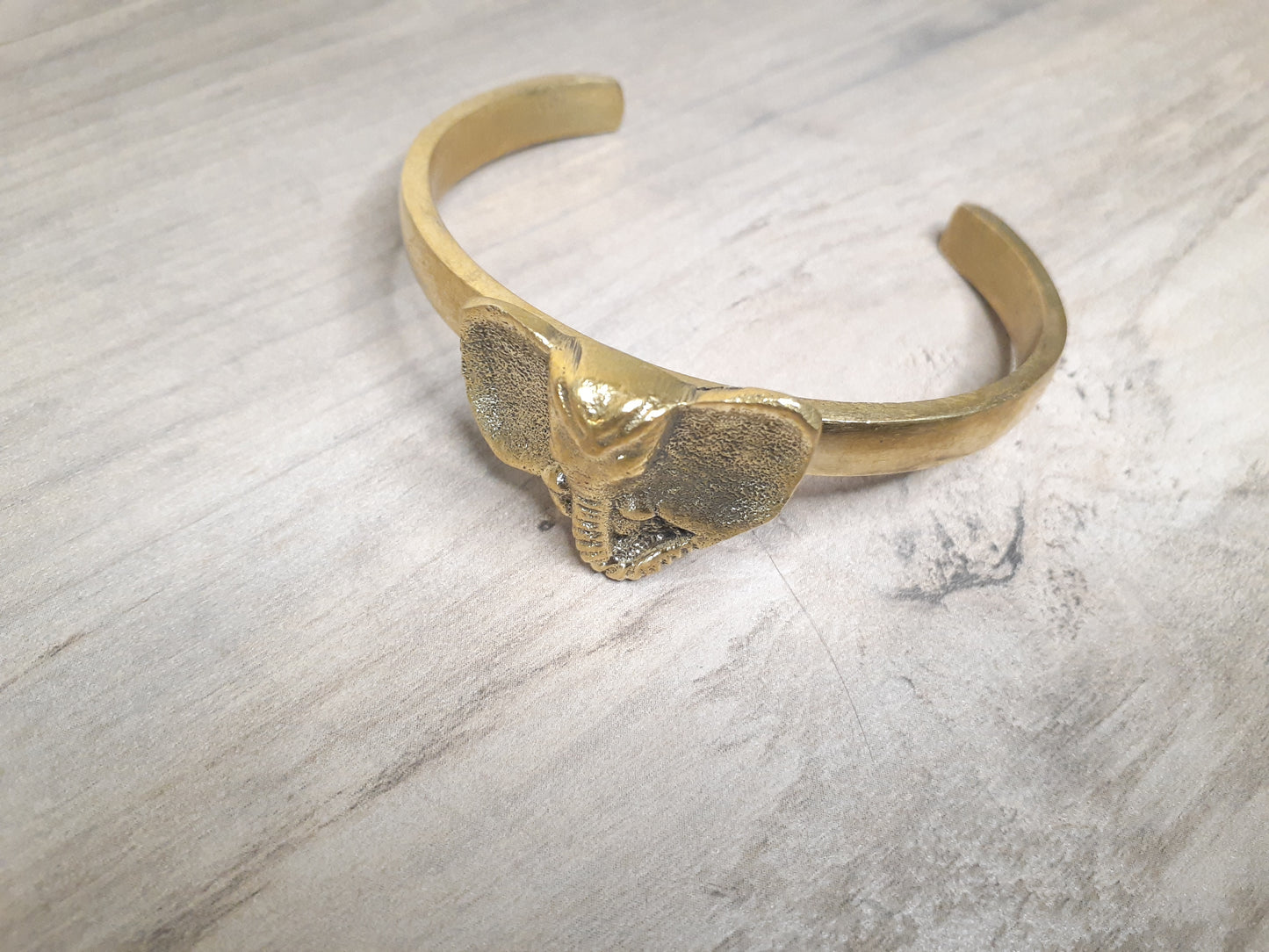 Handmade African Elephant Brass Bracelet - Elephant Head