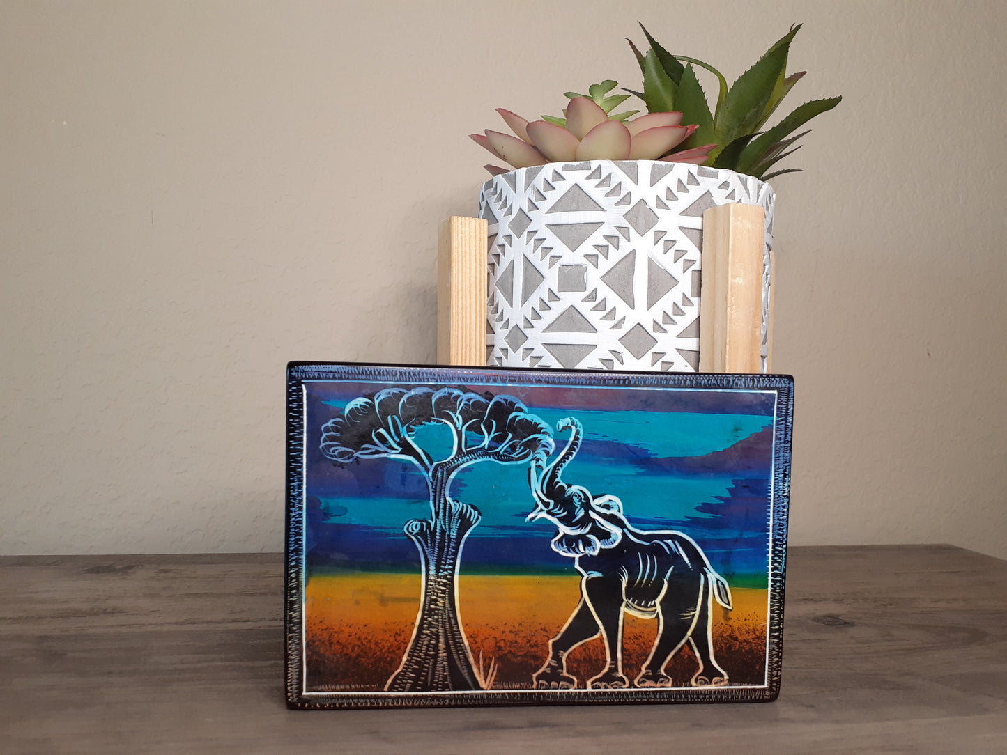 Colorful Elephant Soapstone Napkin Holder