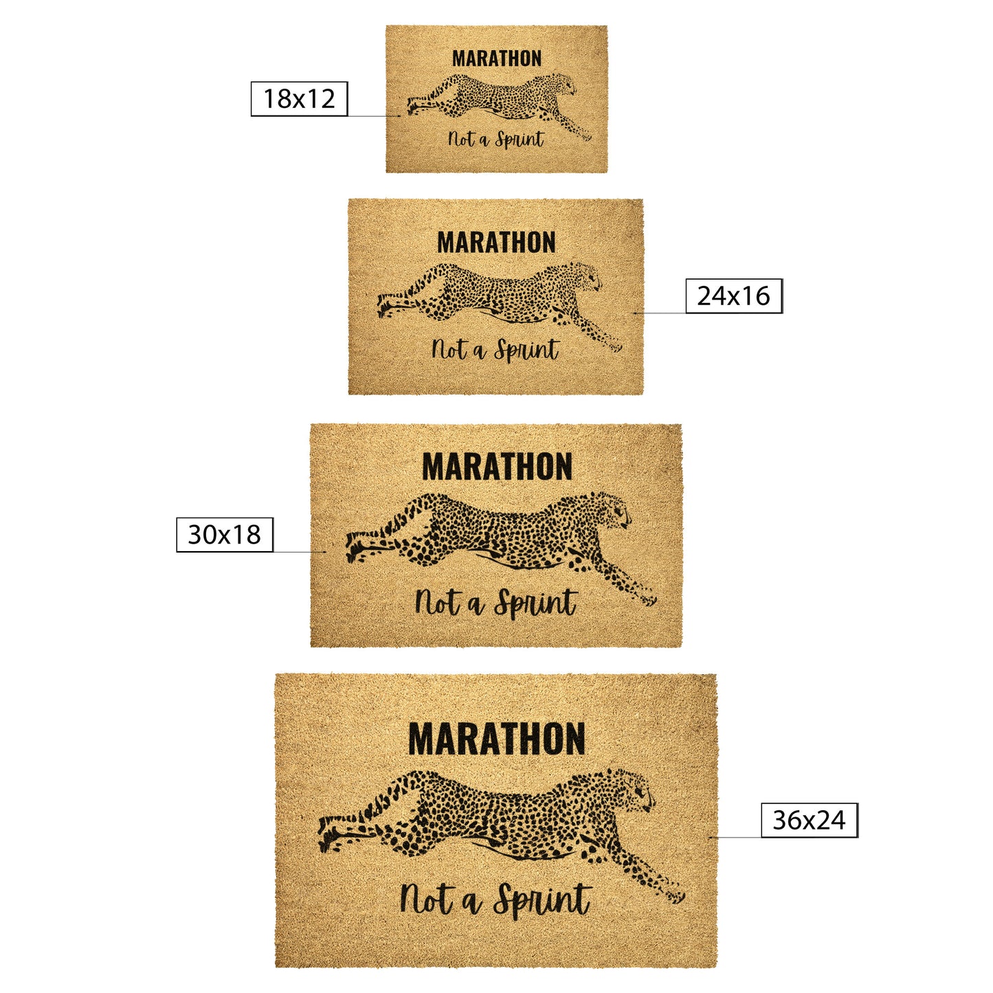 Life is a Marathon not a Sprint Welcome Door Mat | Cheetah Welcome Doormat | African Cheetah Mat | Animal Front Door Mat | Sprint Front Door Mat Mat | Front Door Mat