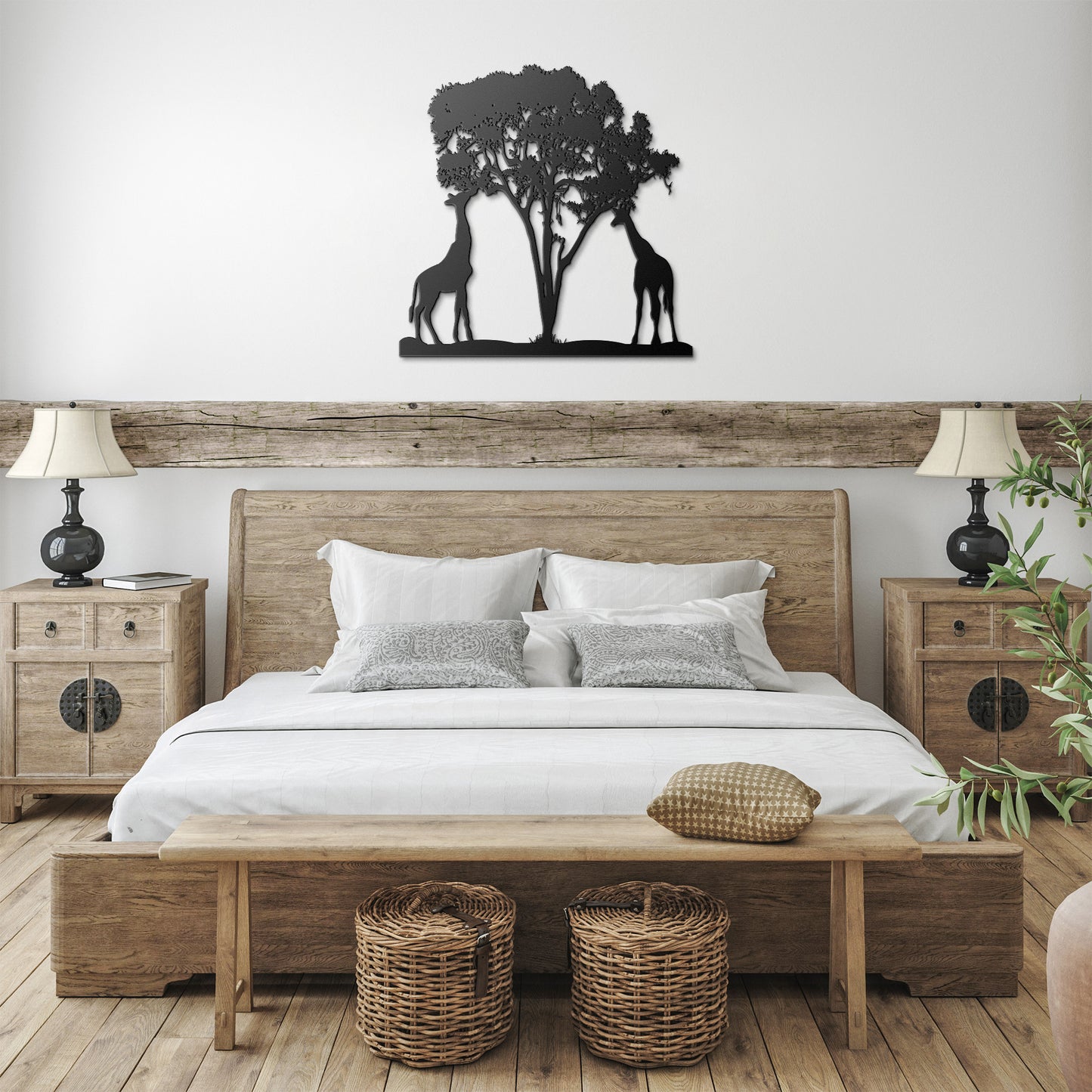 Metal Sign of Two Giraffes Under an Acacia Tree, Giraffe Wall Art, Giraffe Home Décor, Giraffe Gift
