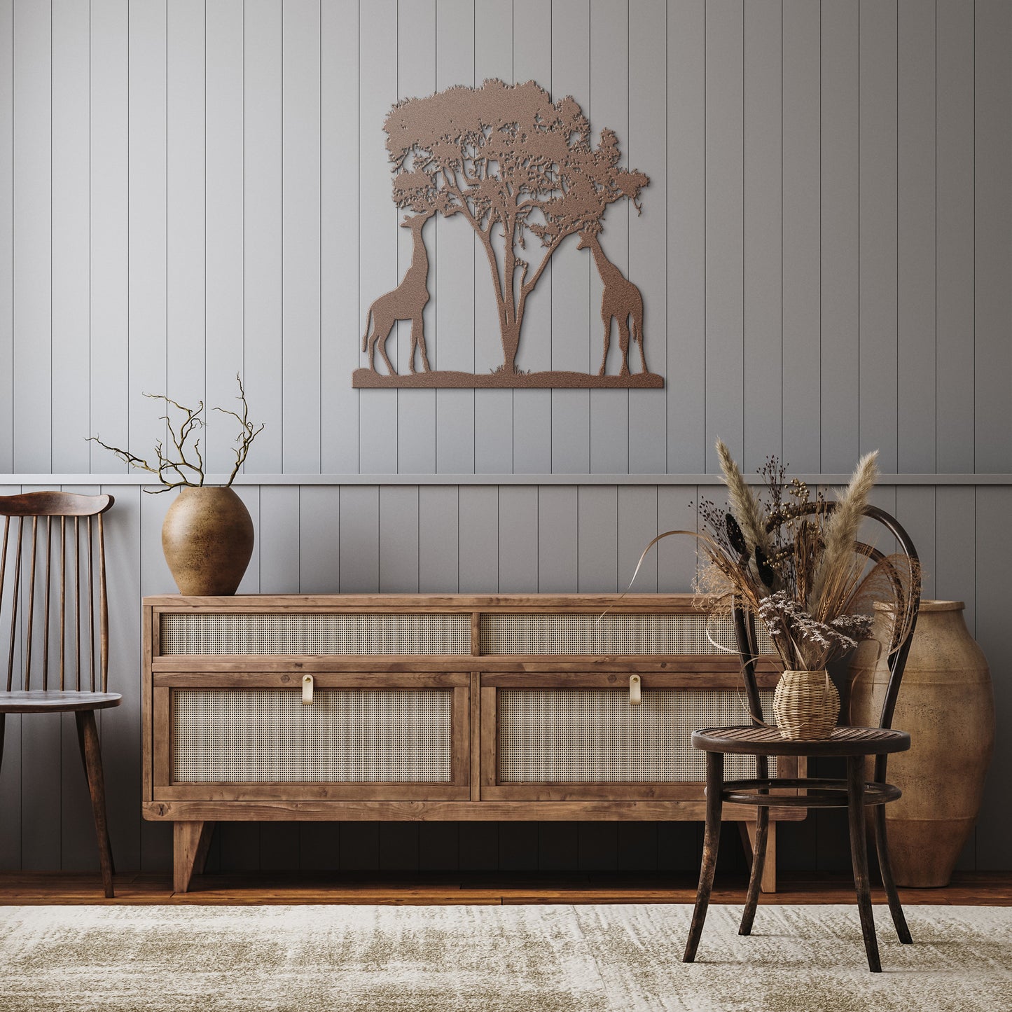 Metal Sign of Two Giraffes Under an Acacia Tree, Giraffe Wall Art, Giraffe Home Décor, Giraffe Gift