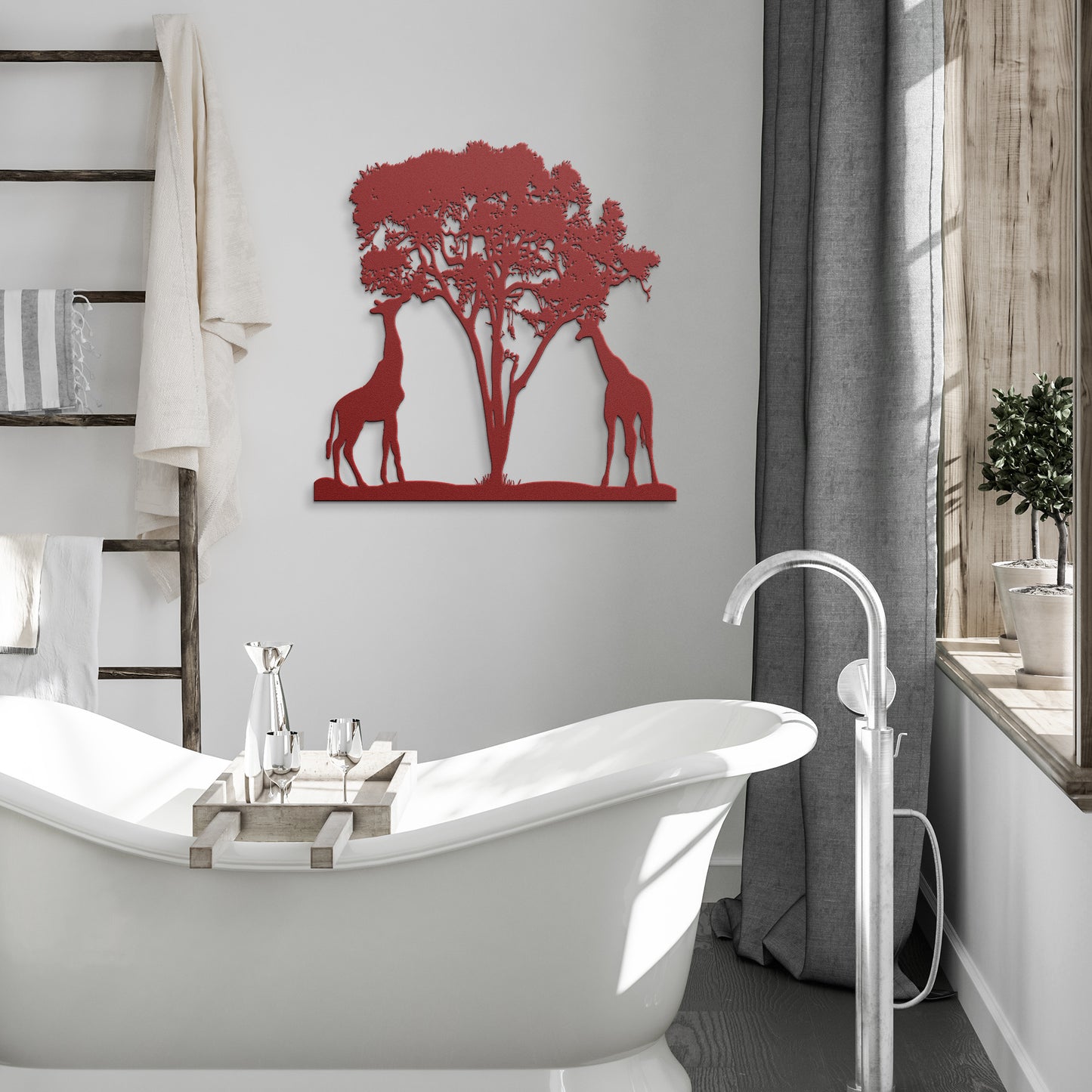 Metal Sign of Two Giraffes Under an Acacia Tree, Giraffe Wall Art, Giraffe Home Décor, Giraffe Gift
