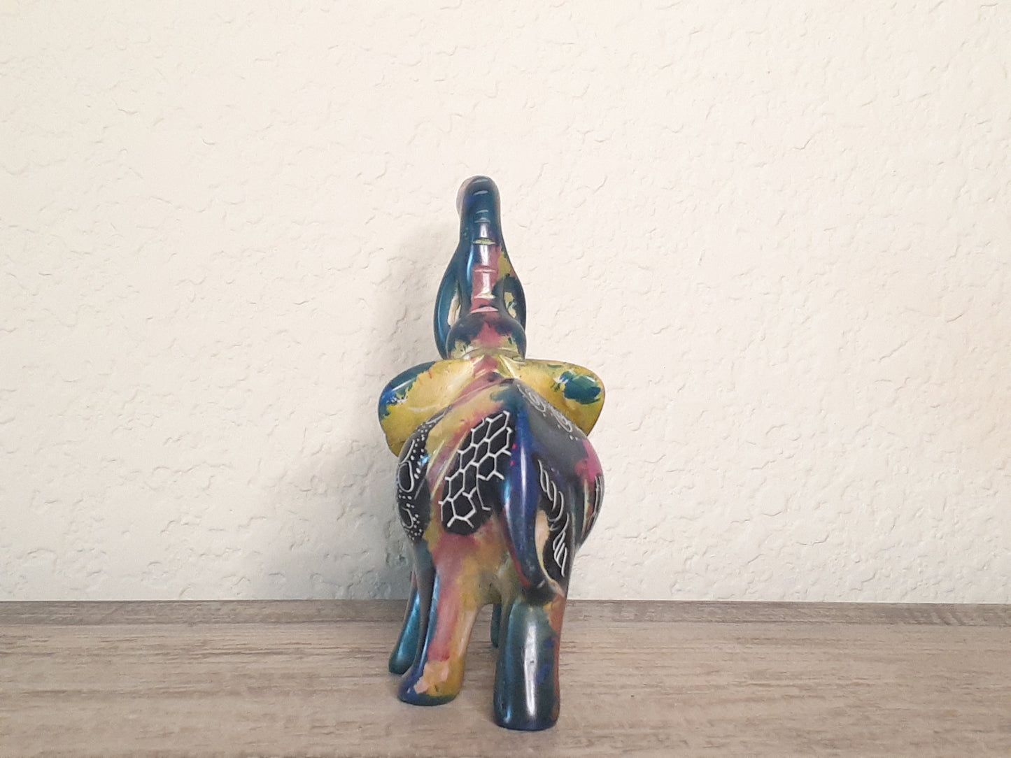 Multicolored Soapstone Elephant Sculptures - Medium-Sized Statues