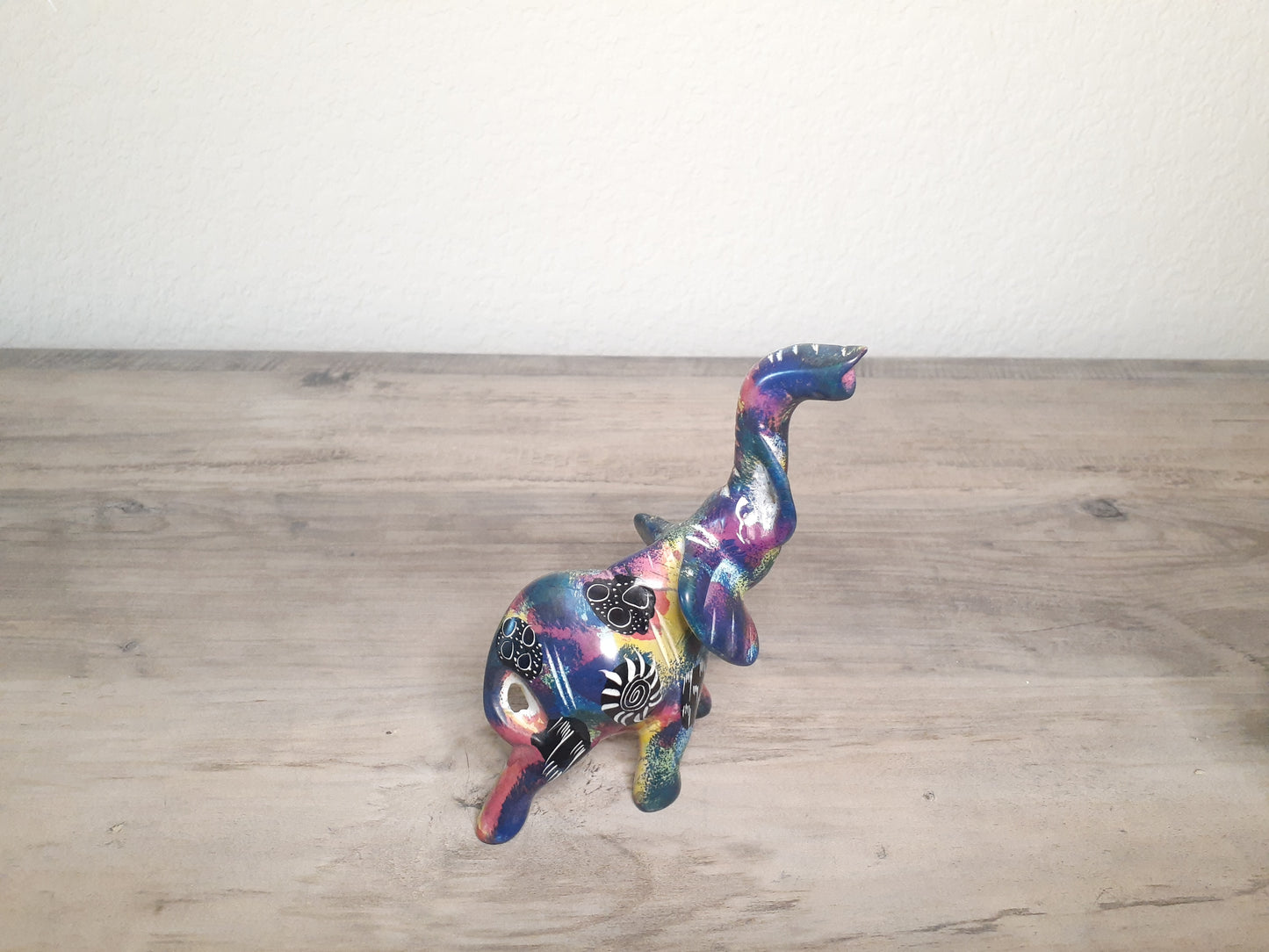Multicolored Soapstone Elephant Sculptures - Medium-Sized Statues