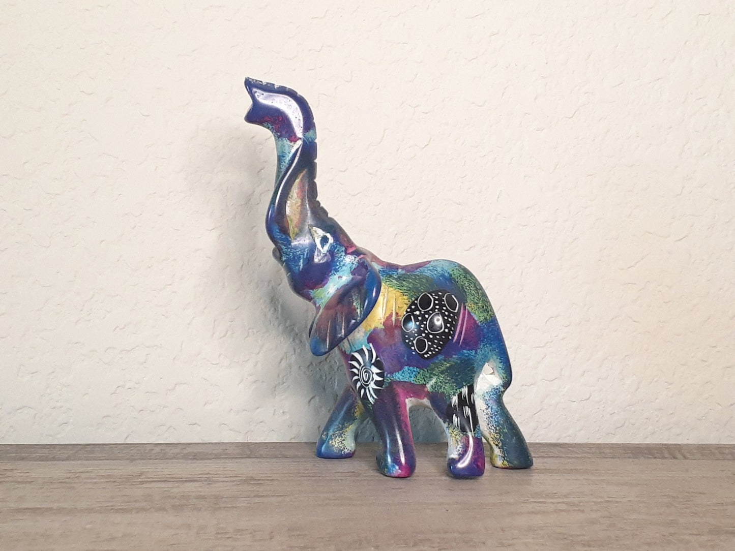 Multicolored Soapstone Elephant Sculptures - Medium-Sized Statues