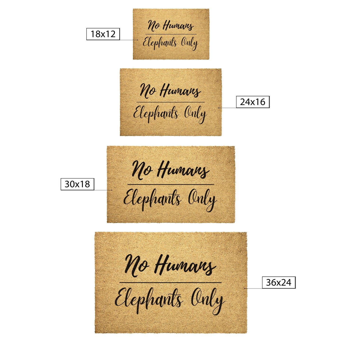 Welcome Doormat | Elephants Only | No Humans Allowed | Funny Front Door Mat Mat | Front Door Mat