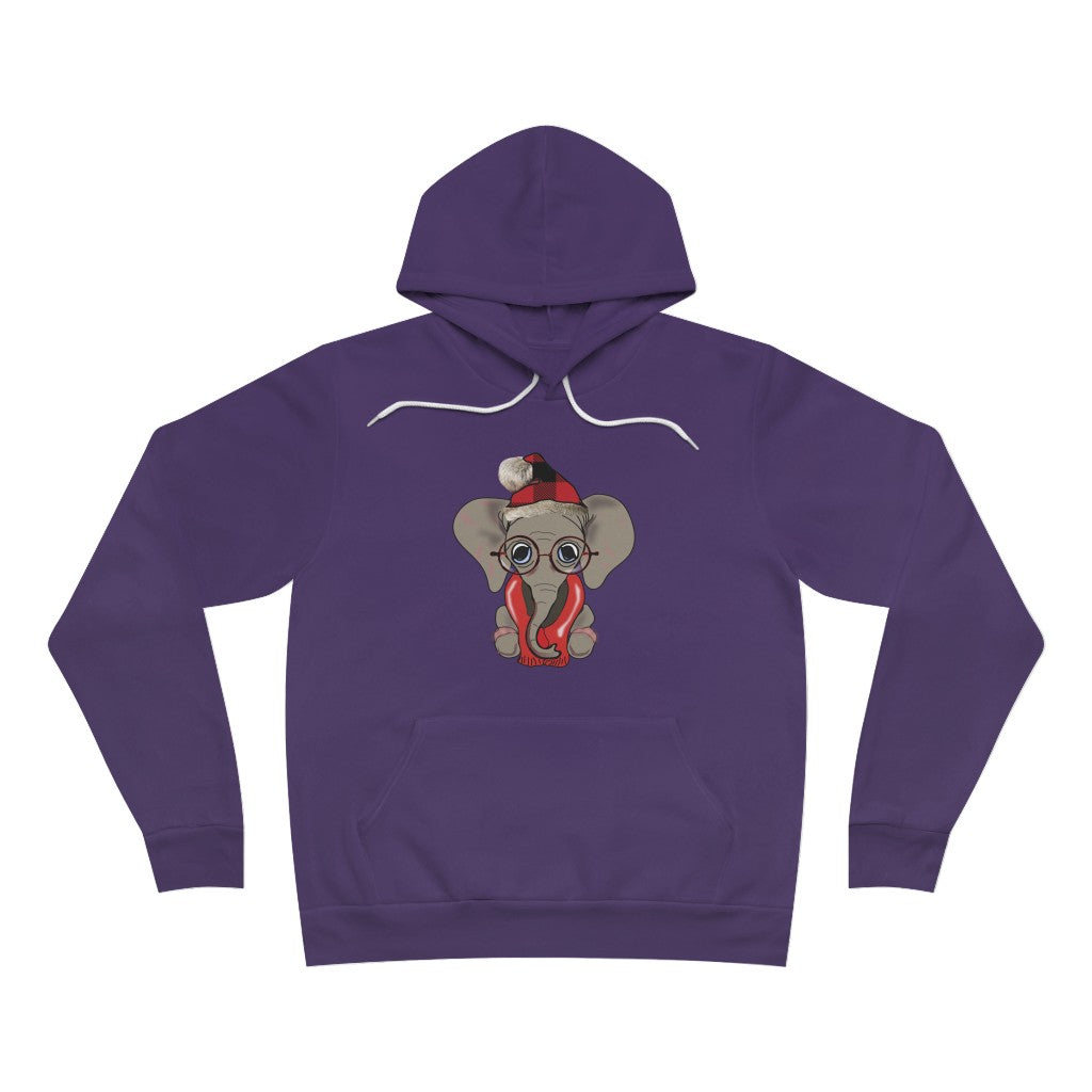 Unisex Sponge Fleece Cozy Elephant Pullover Hoodie - Women's Fleece Hoodie with Elephants, Men's Fleece Elephant Pullover, Elephant Hoodie with Cozy Elephant for Christmas