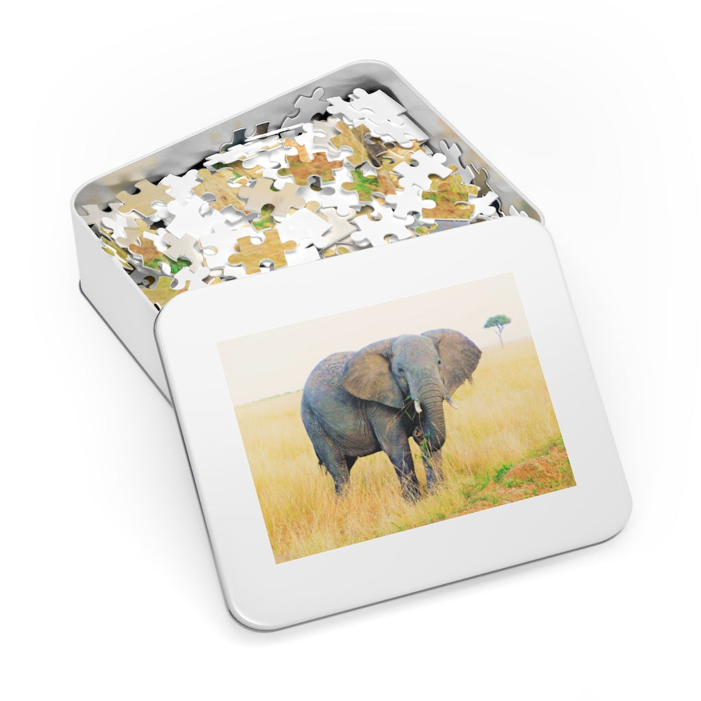 Elephant Stare Puzzle with 252 Pieces or 500 Pieces | Elephant Looking at Me Puzzle | Stoic Elephant Puzzle