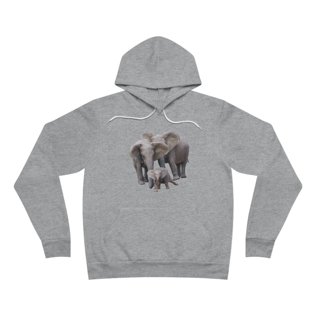 Comfortable Women's Elephant Fleece Hoodie, Men's Fleece Elephant Pullover Hoodie - Unisex Sponge Fleece Pullover Hoodie with Elephants