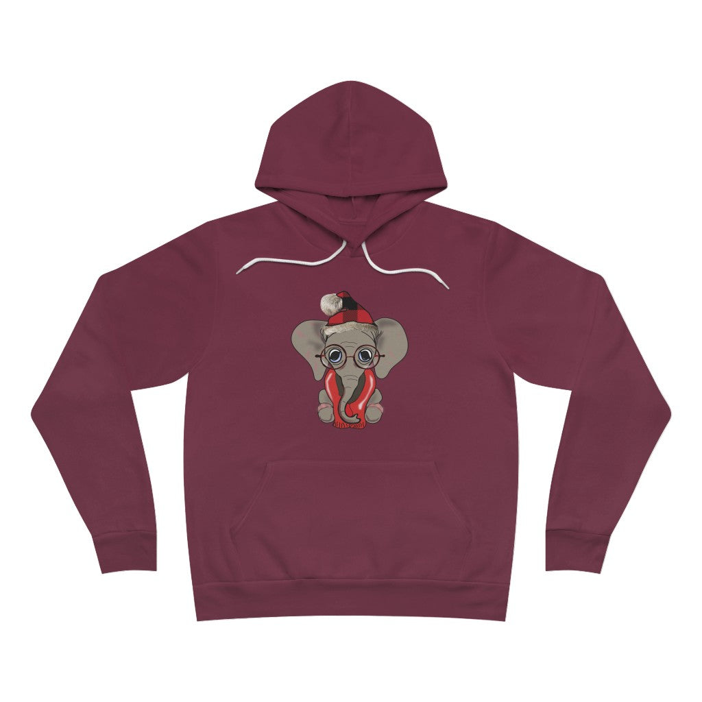 Unisex Sponge Fleece Cozy Elephant Pullover Hoodie - Women's Fleece Hoodie with Elephants, Men's Fleece Elephant Pullover, Elephant Hoodie with Cozy Elephant for Christmas