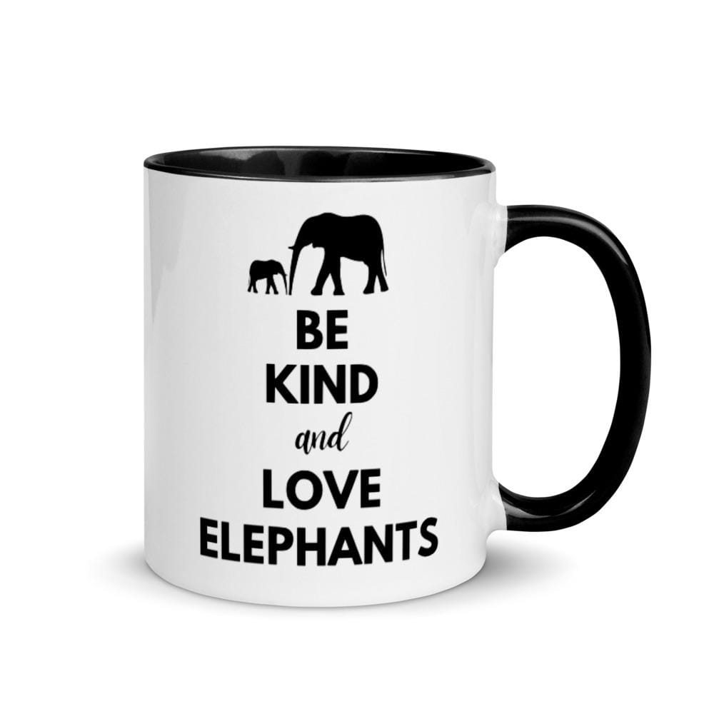 Be Kind and Love Elephants 11oz. Black Accent Mugs