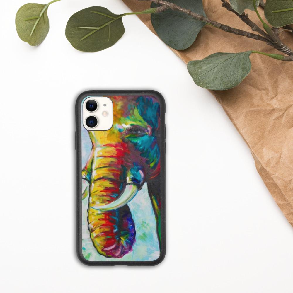 Biodegradable Elephant iPhone Case - Impressionist Elephant Painting