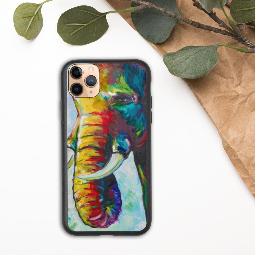 Biodegradable Elephant iPhone Case - Impressionist Elephant Painting