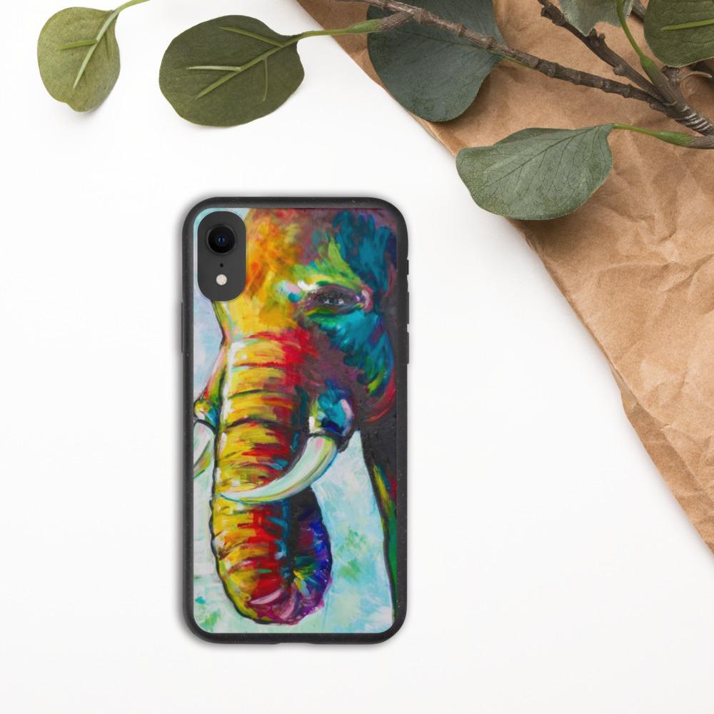 Biodegradable Elephant iPhone Case - Impressionist Elephant Painting