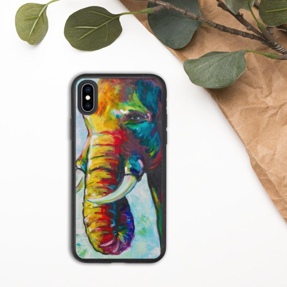 Biodegradable Elephant iPhone Case - Impressionist Elephant Painting