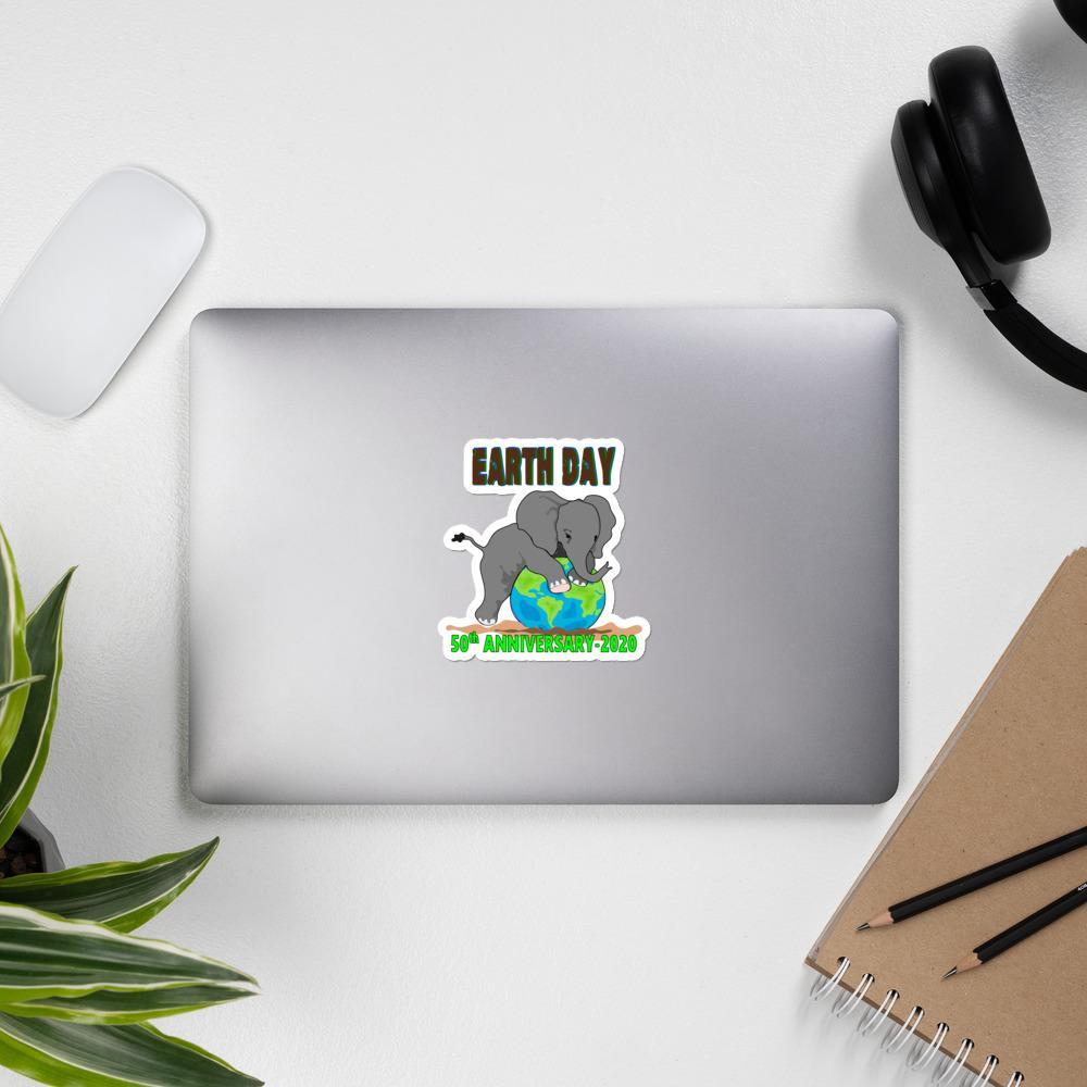 Elephant Earth Day Bubble-Free Stickers