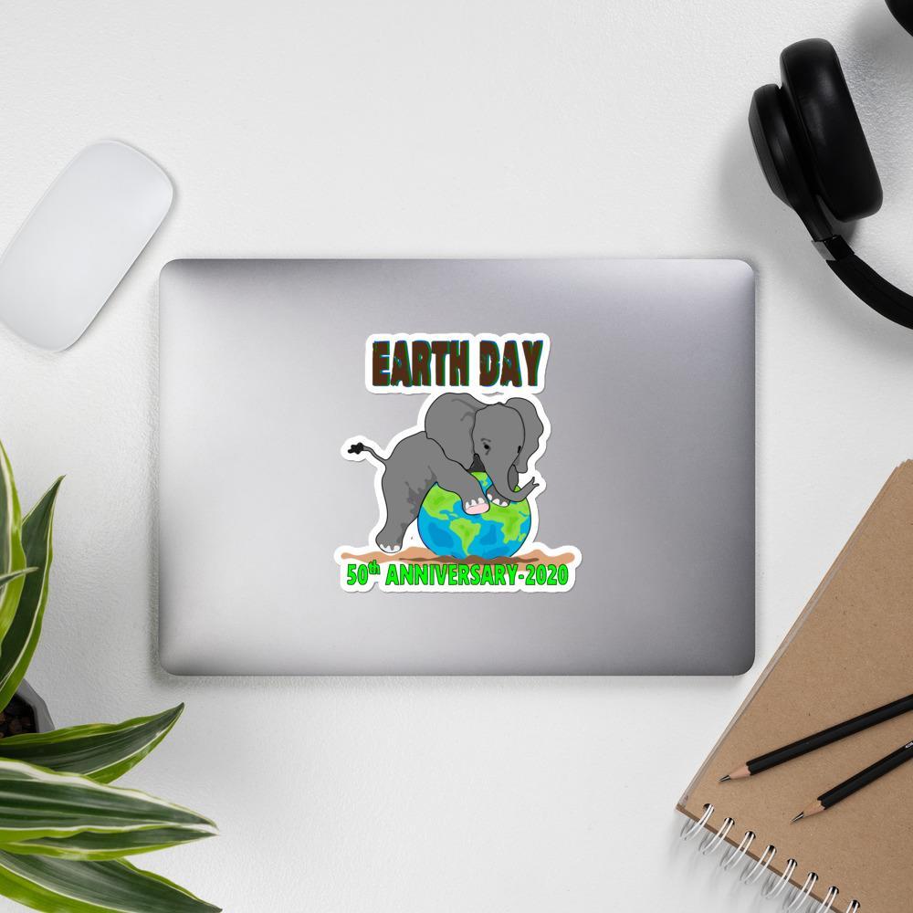 Elephant Earth Day Bubble-Free Stickers