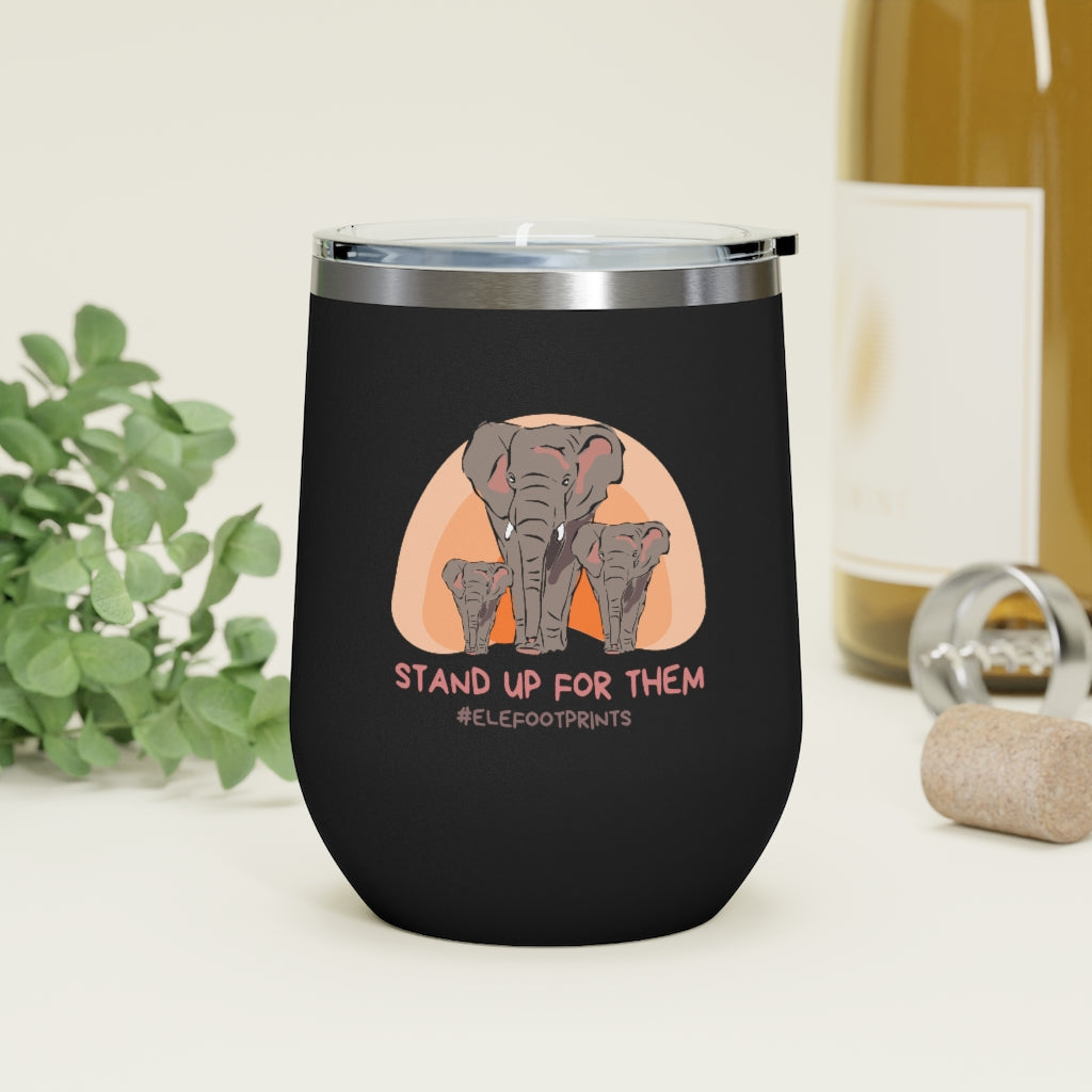 12oz Insulated Wine Tumbler with Elephants - Stand Up for Elephants
