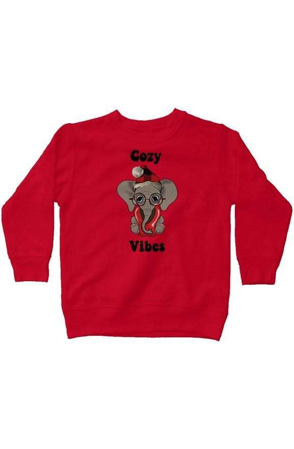 Cozy Vibes Kid's Sweatshirt - Red - Elephant Footprints