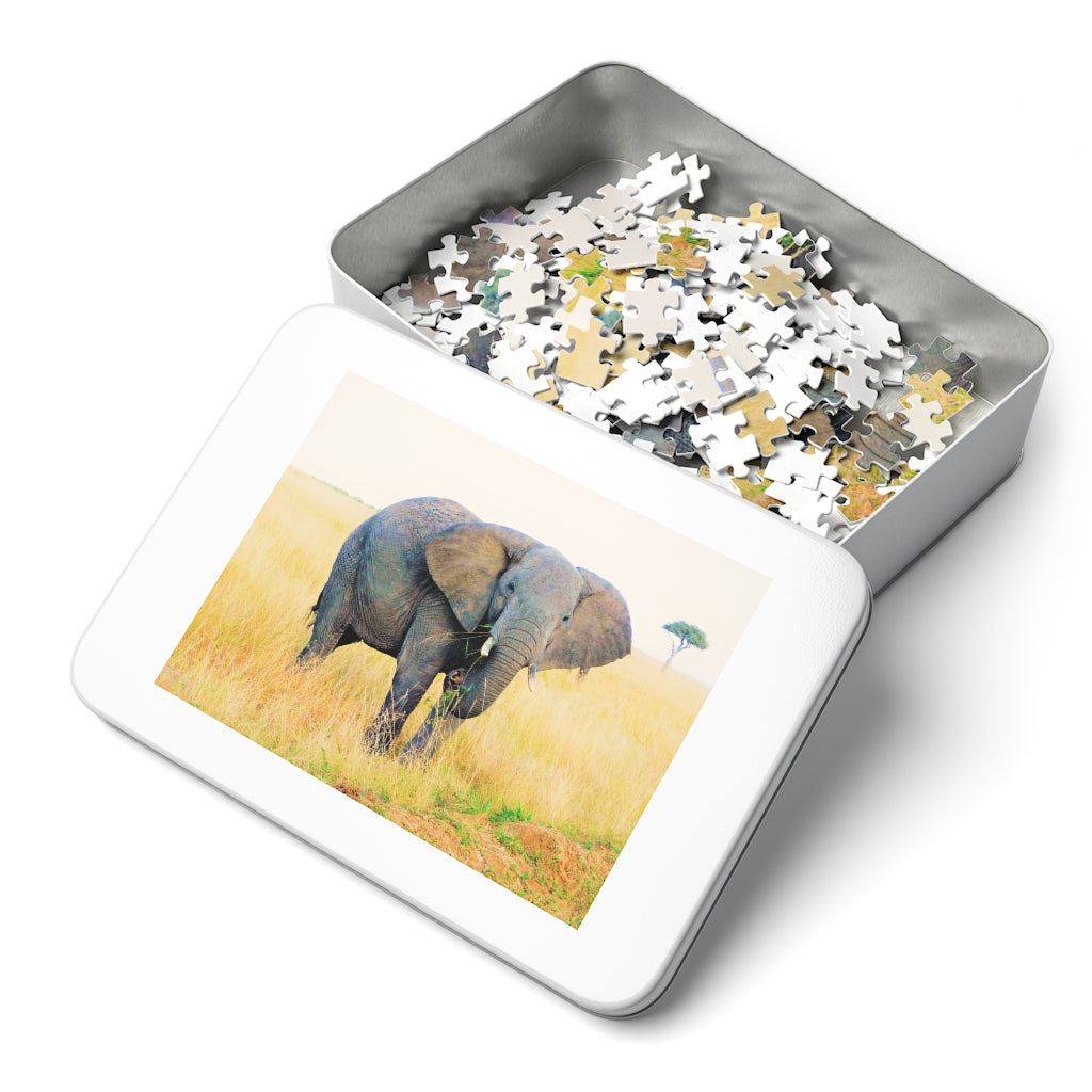 Elephant Stare Puzzle with 252 Pieces or 500 Pieces | Elephant Looking at Me Puzzle | Stoic Elephant Puzzle