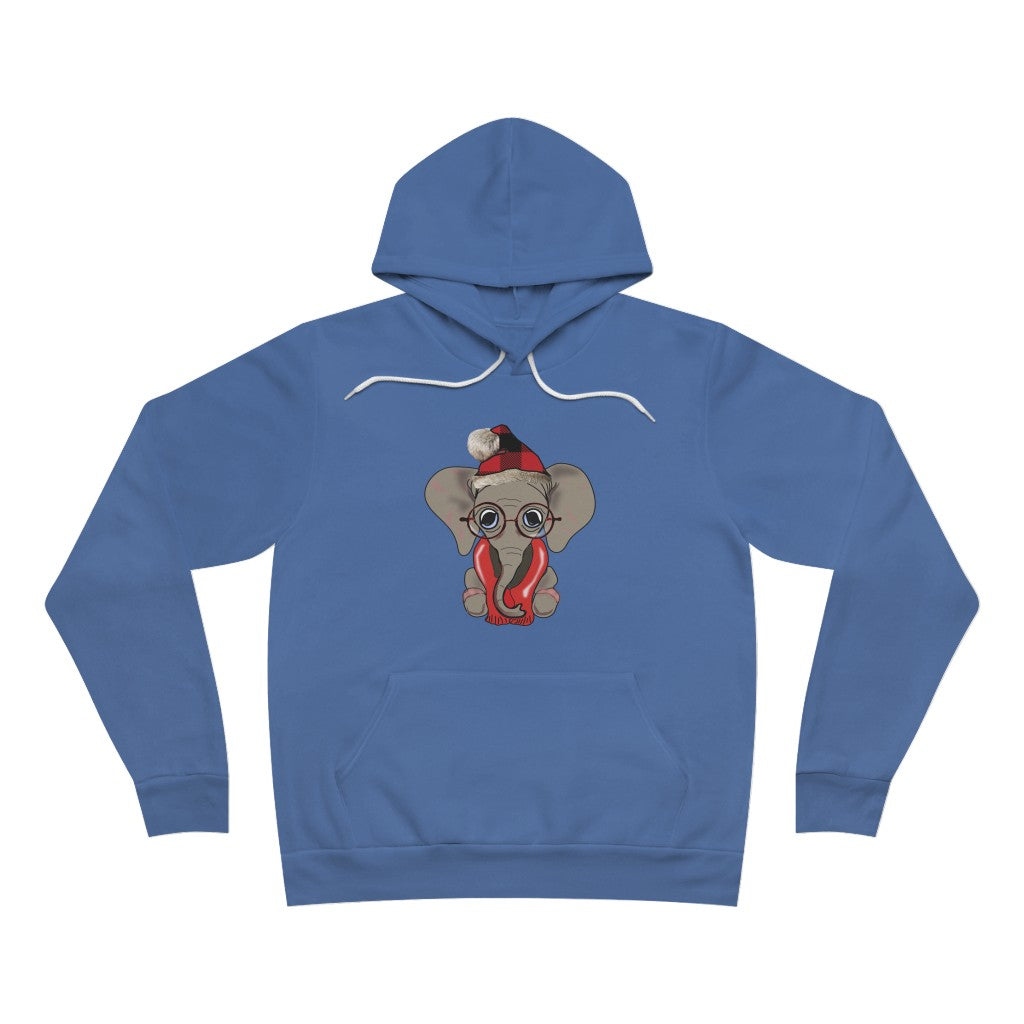 Unisex Sponge Fleece Cozy Elephant Pullover Hoodie - Women's Fleece Hoodie with Elephants, Men's Fleece Elephant Pullover, Elephant Hoodie with Cozy Elephant for Christmas