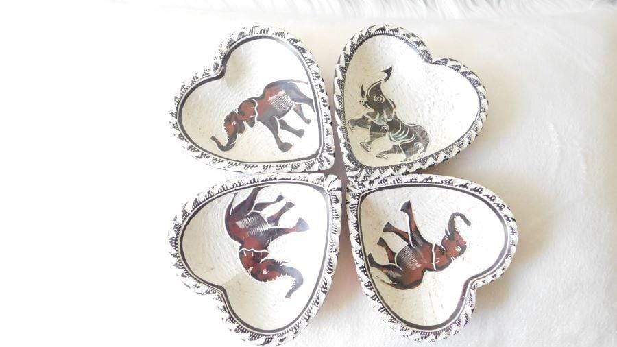 Decorative Heart-shaped Soapstone Bowls - Elephant Footprints