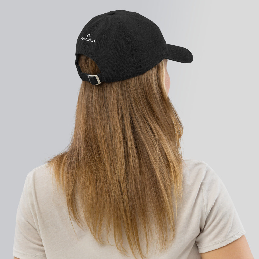Denim Hat with Heart and Mama and Baby Elephants