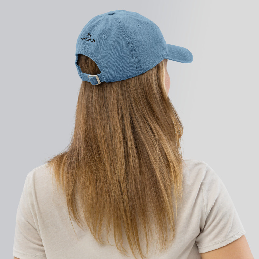 Denim Hat with Heart and Mama and Baby Elephants