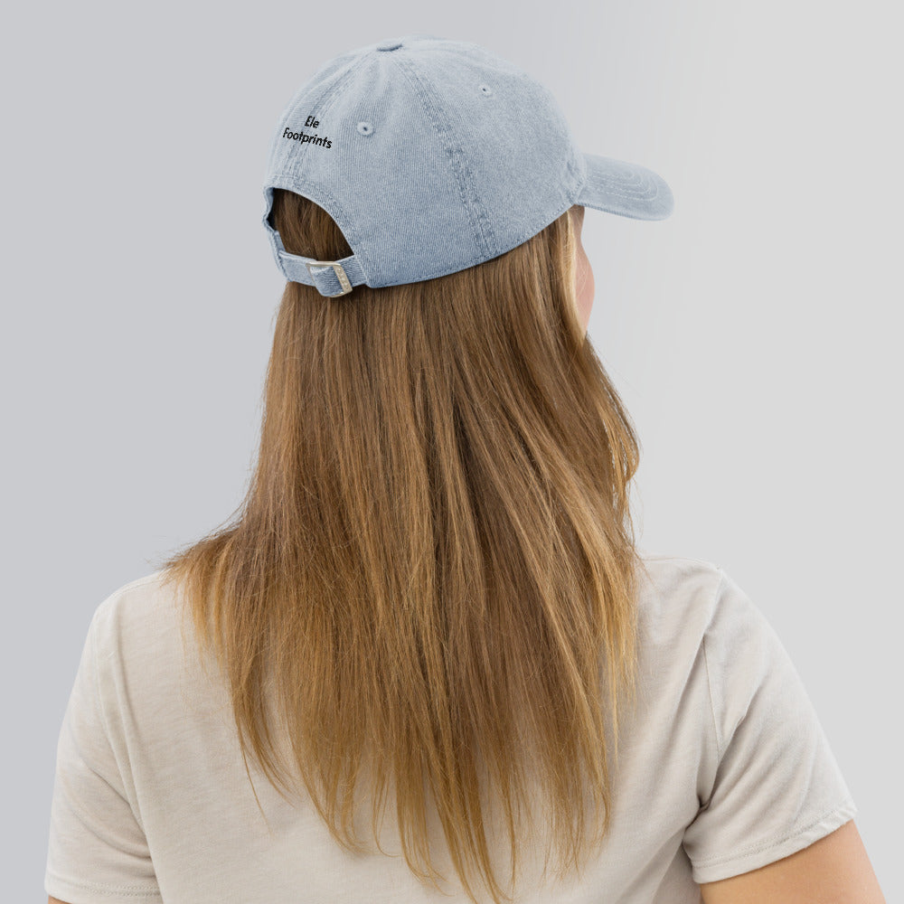 Denim Hat with Heart and Mama and Baby Elephants