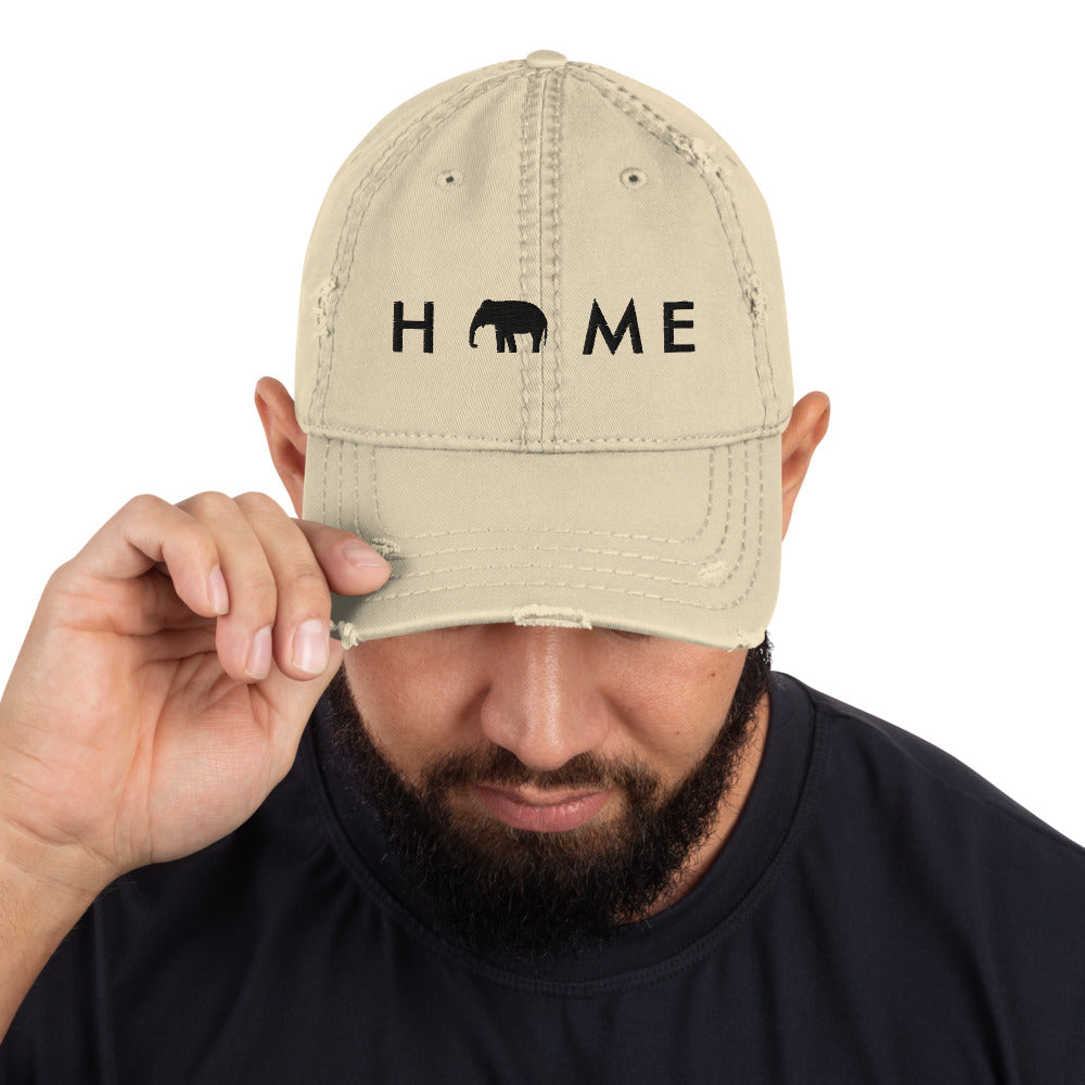 Distressed Dad Hat with Asian Elephant | HOME Hat with Elephant