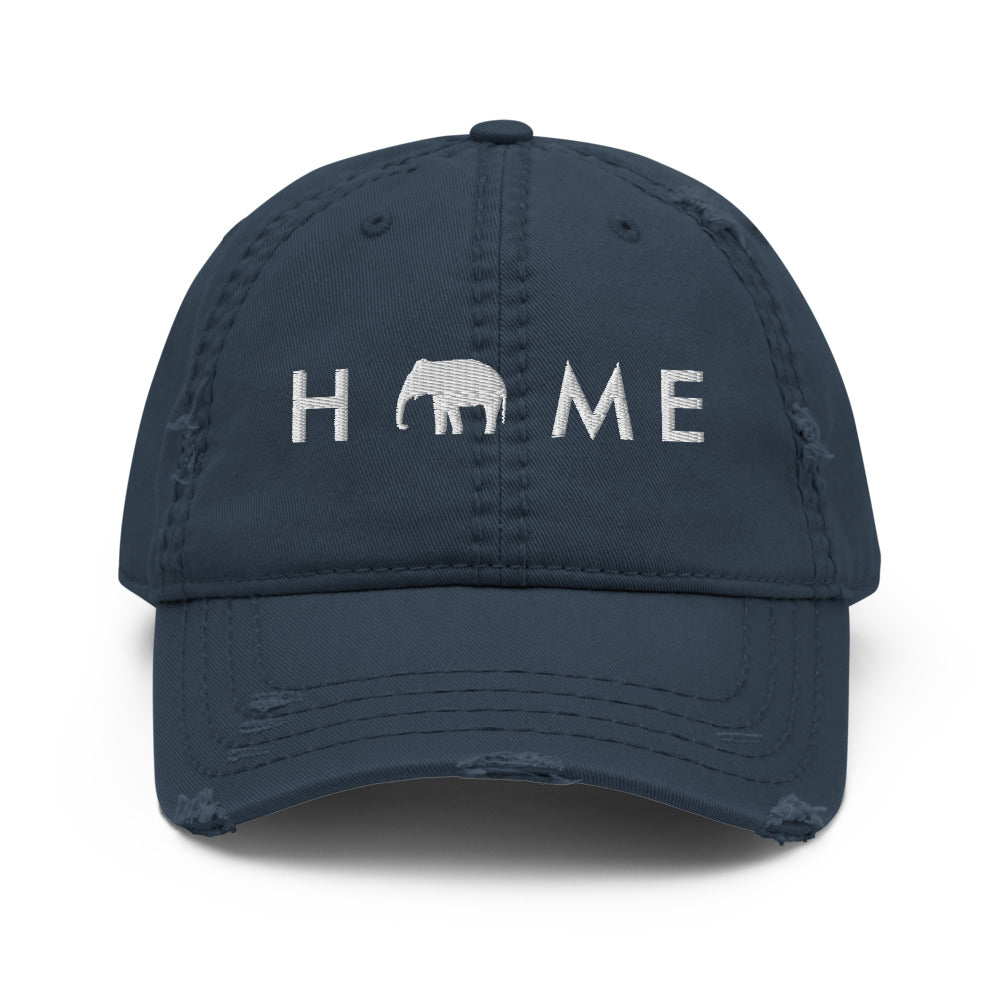 Distressed Dad Hat with Asian Elephant | HOME Hat with Elephant