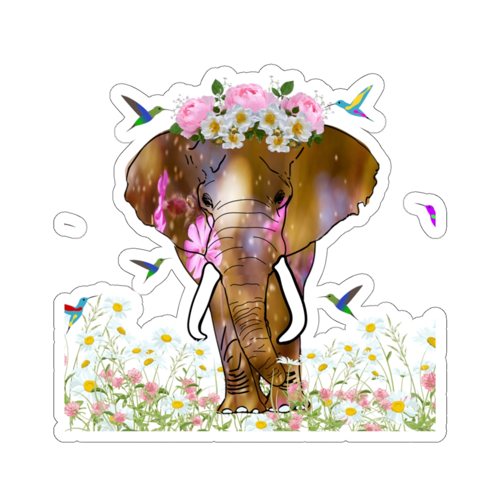 Kiss-Cut Elephant with Crown Sticker