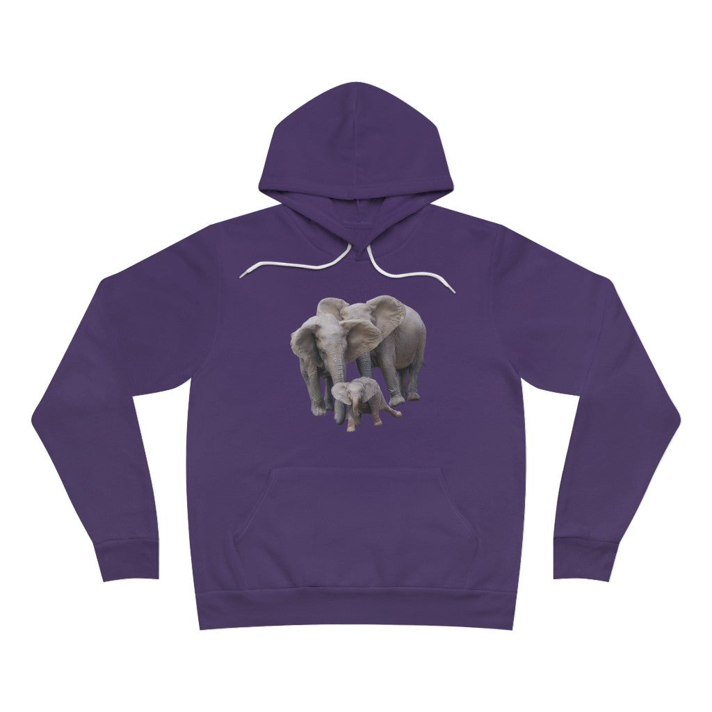 Comfortable Women's Elephant Fleece Hoodie, Men's Fleece Elephant Pullover Hoodie - Unisex Sponge Fleece Pullover Hoodie with Elephants